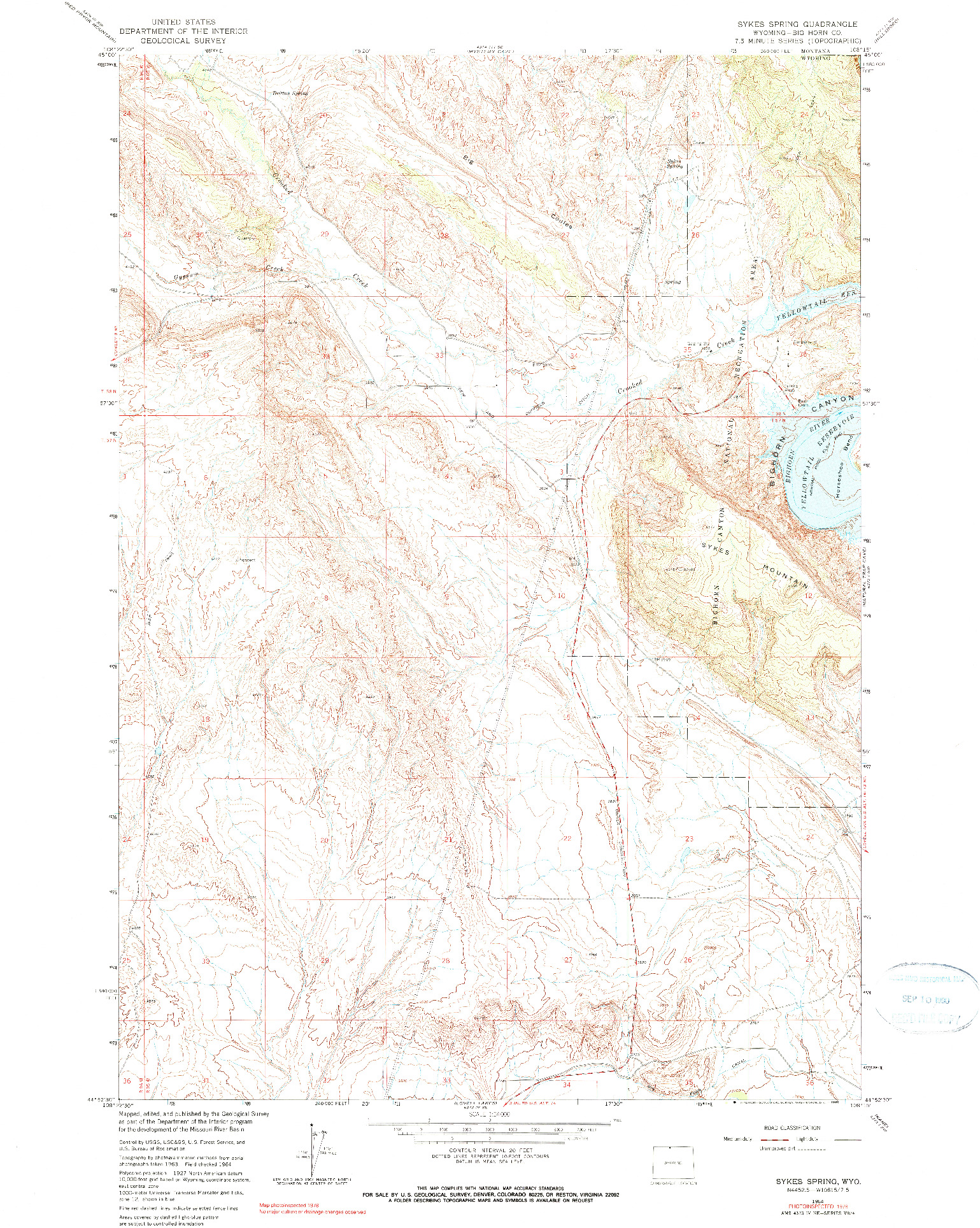 USGS 1:24000-SCALE QUADRANGLE FOR SYKES SPRING, WY 1964
