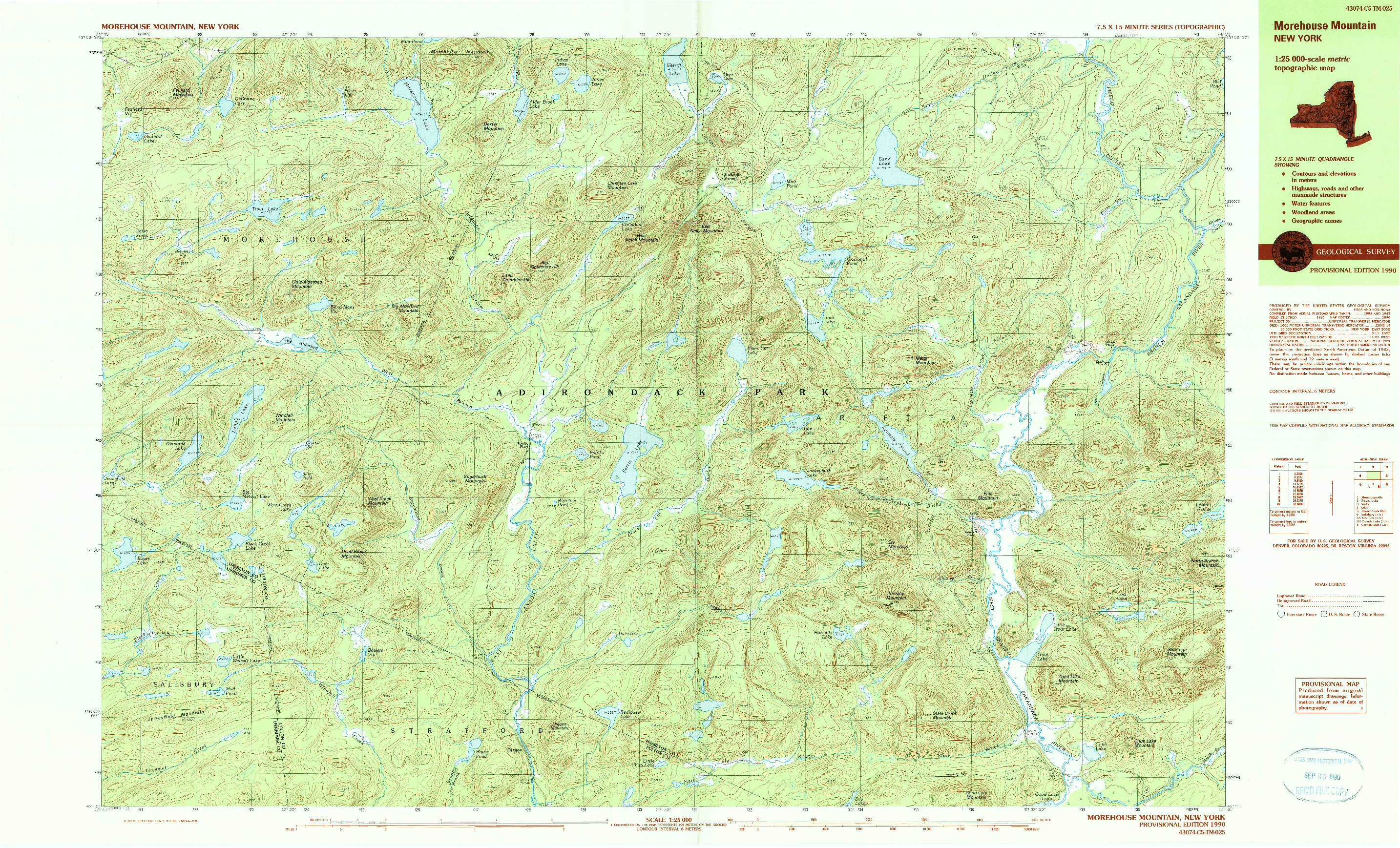 USGS 1:25000-SCALE QUADRANGLE FOR MOREHOUSE MOUNTAIN, NY 1990