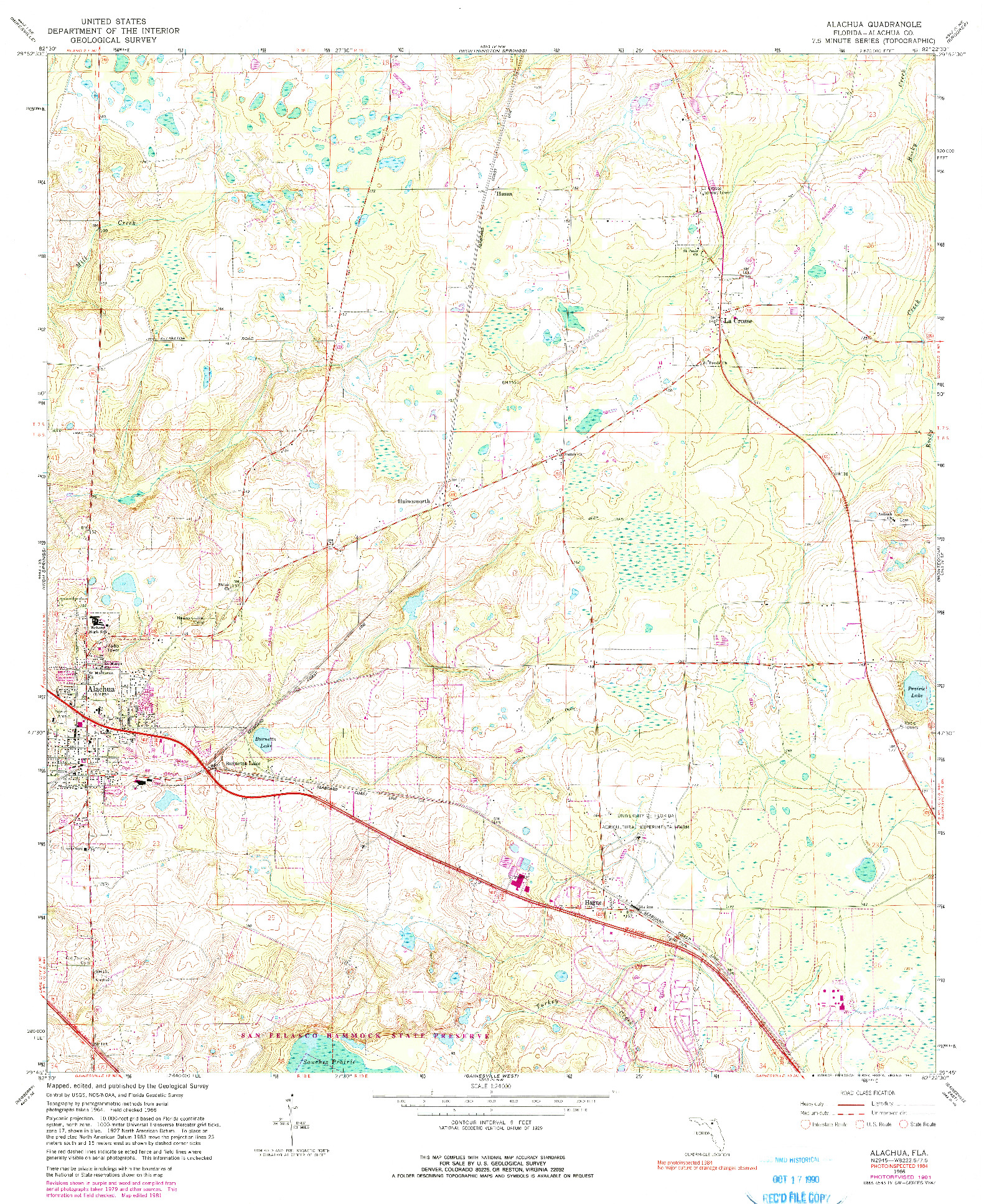 USGS 1:24000-SCALE QUADRANGLE FOR ALACHUA, FL 1966