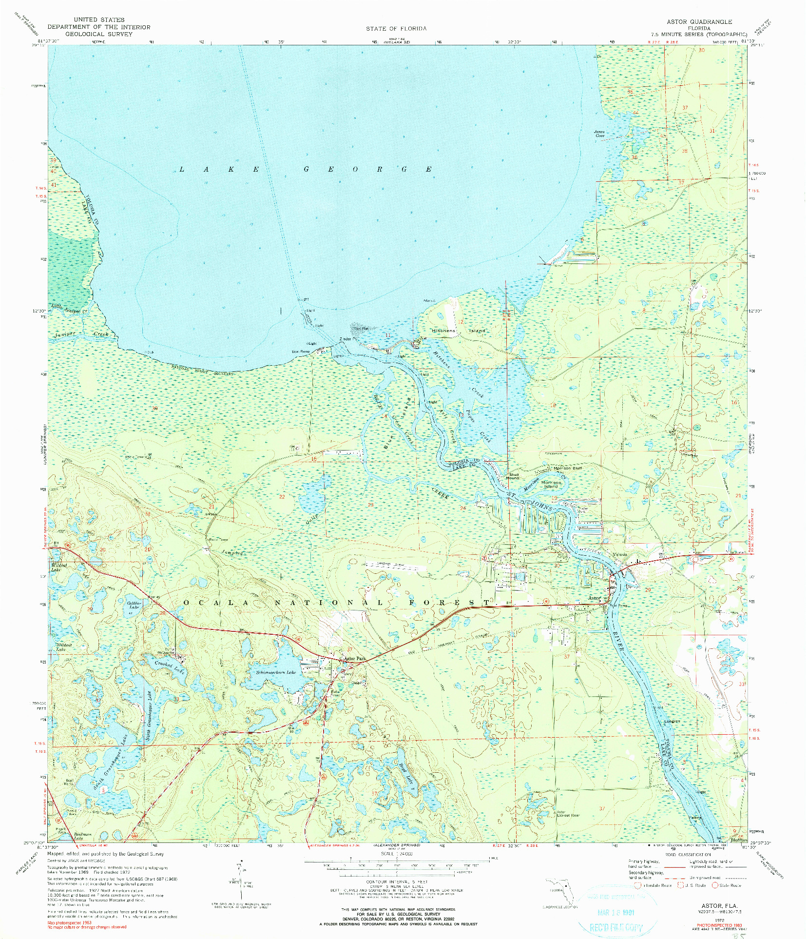 USGS 1:24000-SCALE QUADRANGLE FOR ASTOR, FL 1972