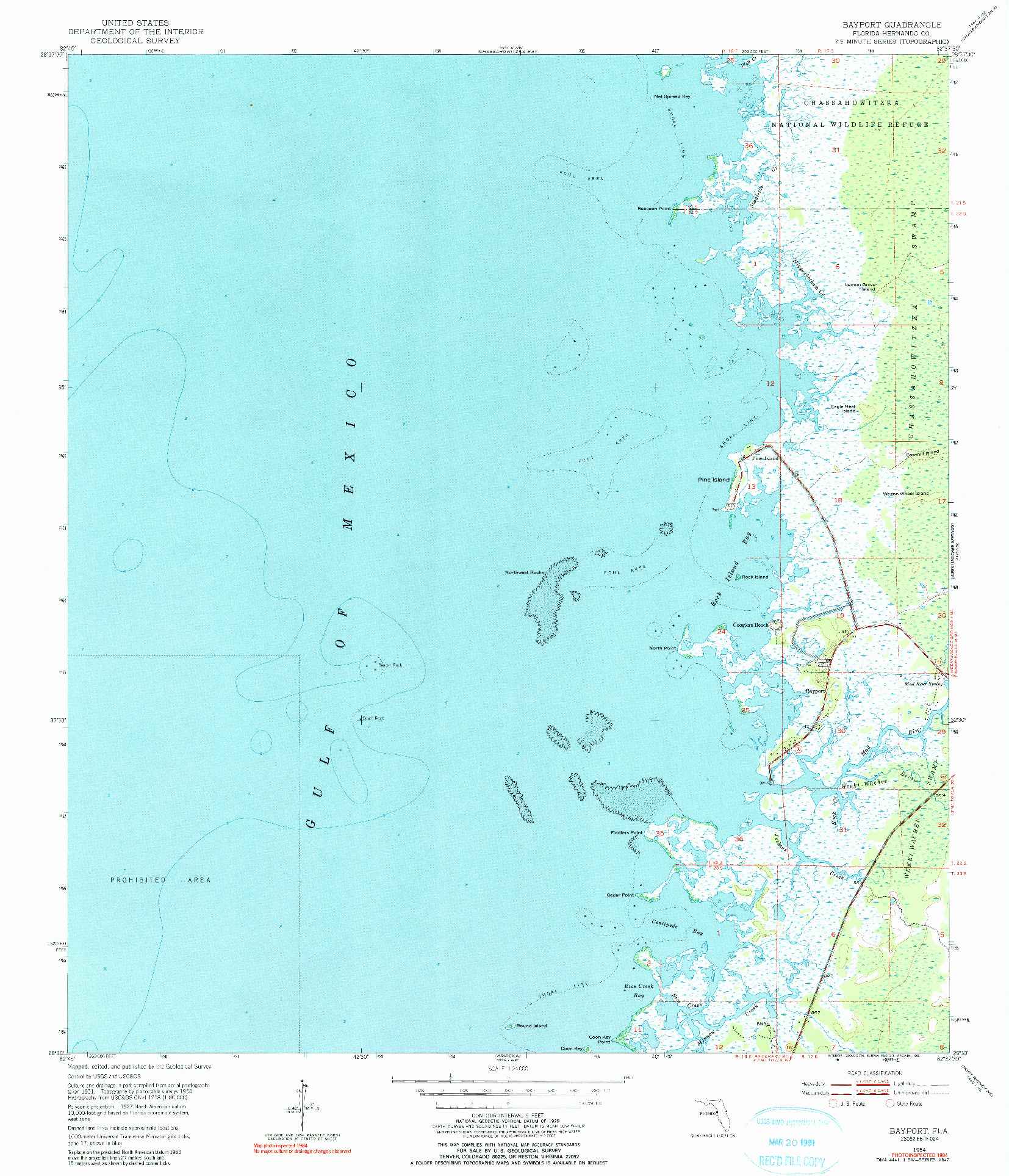 USGS 1:24000-SCALE QUADRANGLE FOR BAYPORT, FL 1954