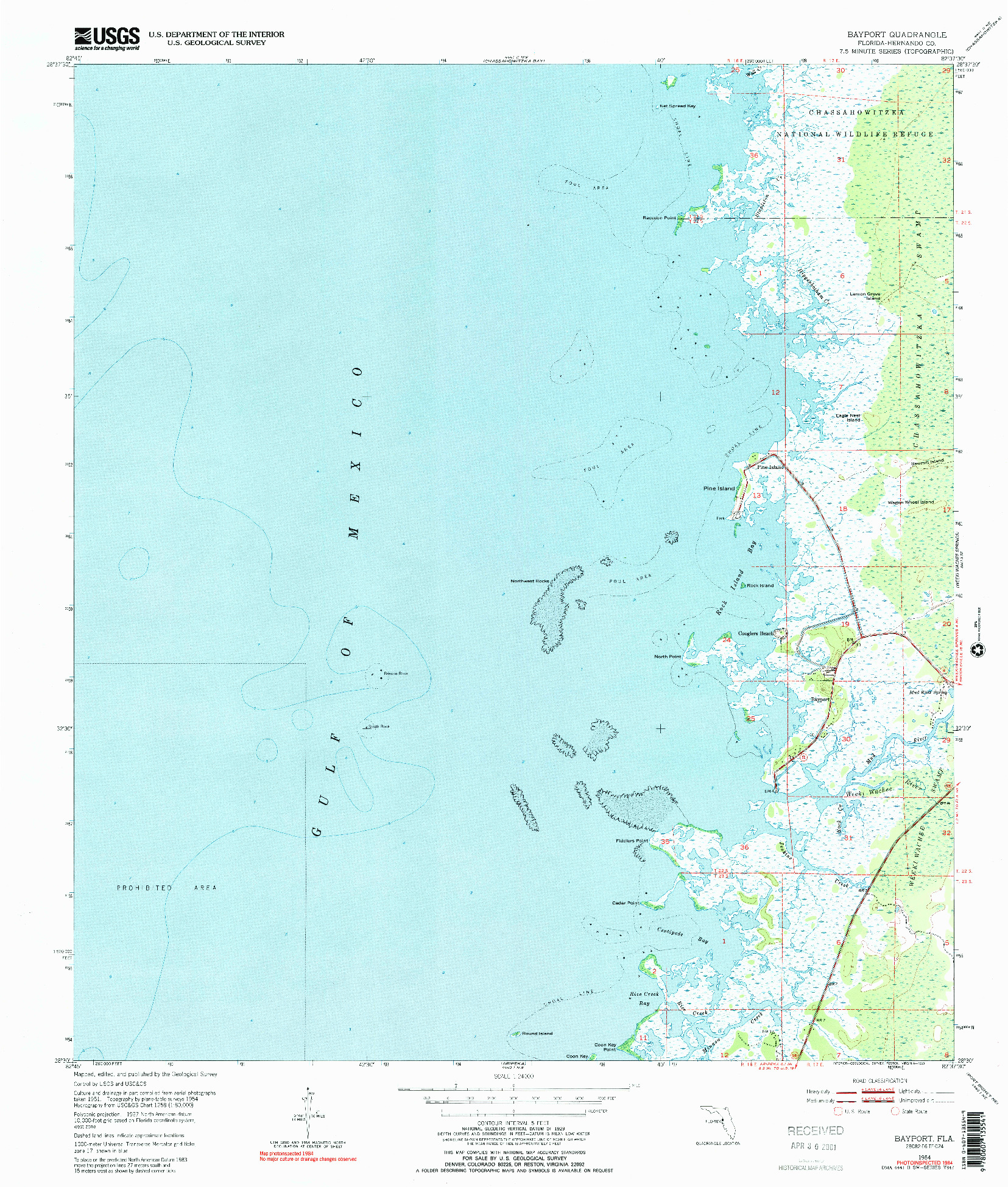 USGS 1:24000-SCALE QUADRANGLE FOR BAYPORT, FL 1954