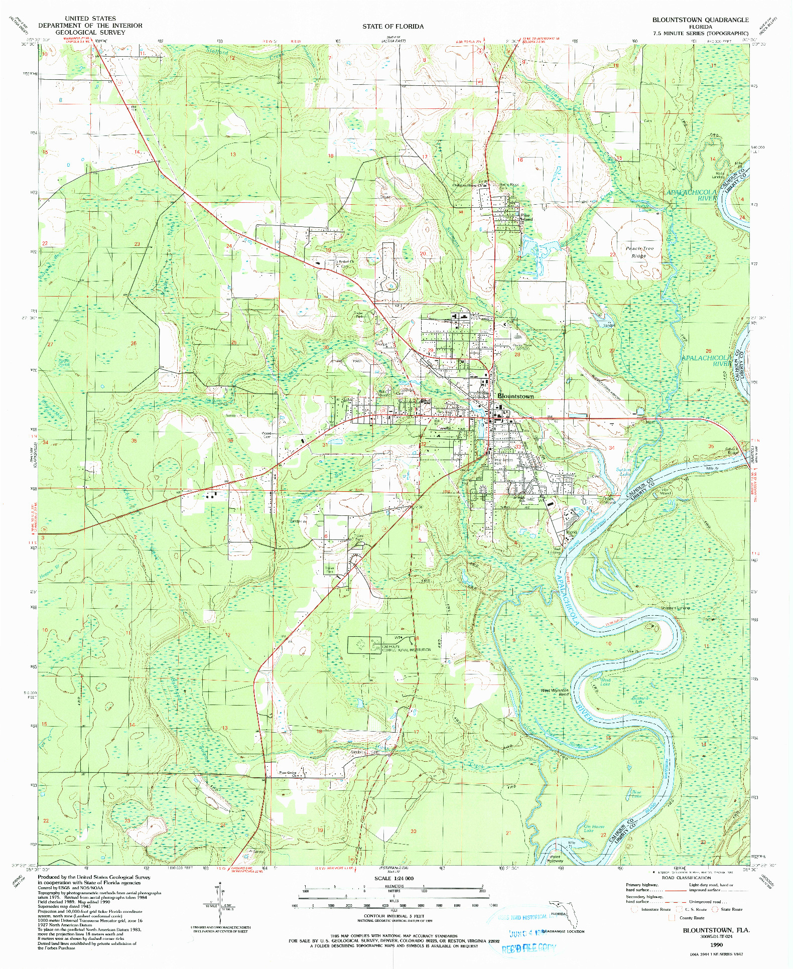 USGS 1:24000-SCALE QUADRANGLE FOR BLOUNTSTOWN, FL 1990