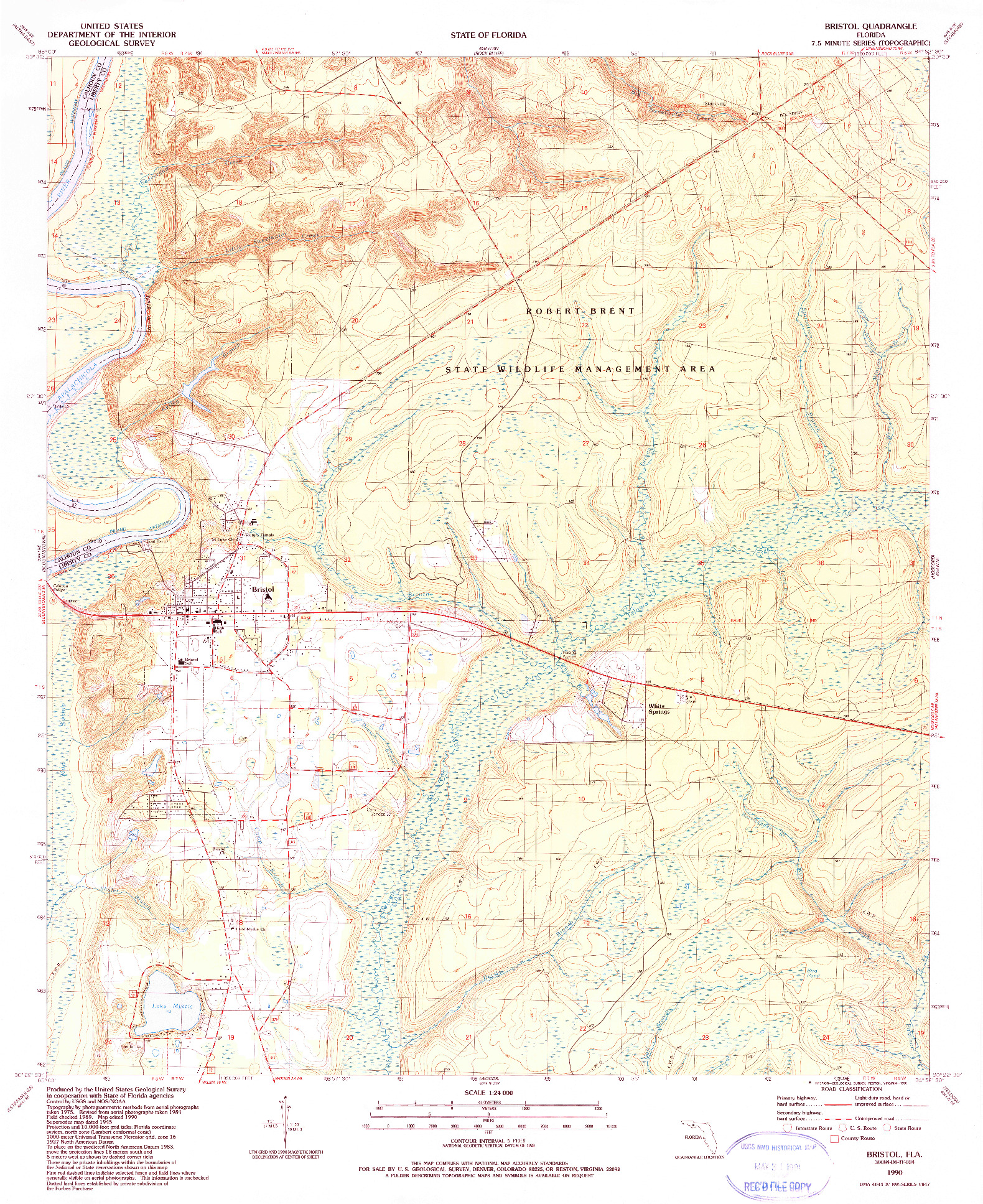 USGS 1:24000-SCALE QUADRANGLE FOR BRISTOL, FL 1990
