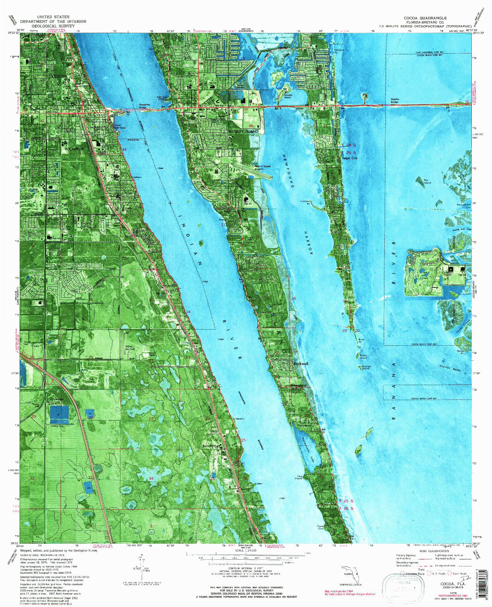 USGS 1:24000-SCALE QUADRANGLE FOR COCOA, FL 1976