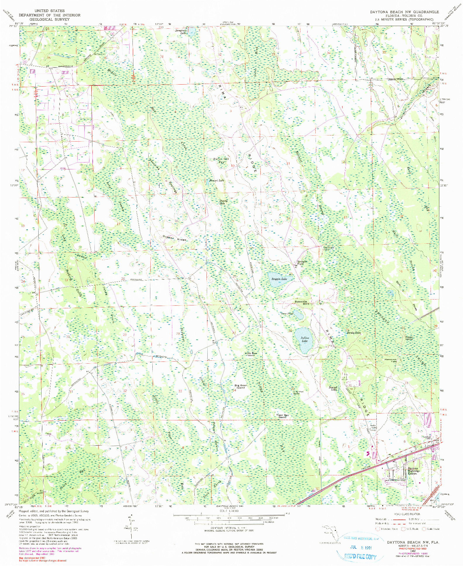 USGS 1:24000-SCALE QUADRANGLE FOR DAYTONA BEACH NW, FL 1962