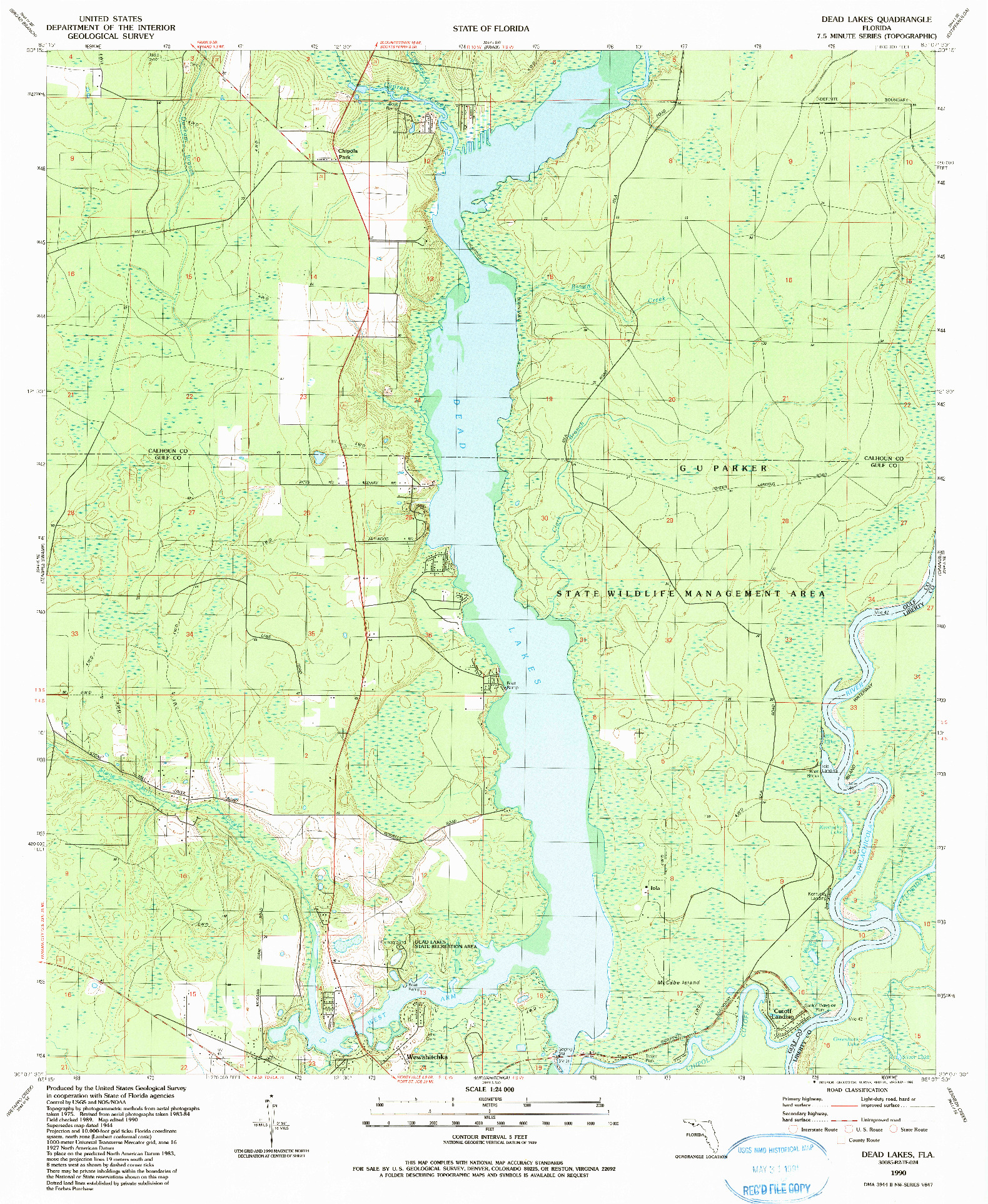 USGS 1:24000-SCALE QUADRANGLE FOR DEAD LAKES, FL 1990