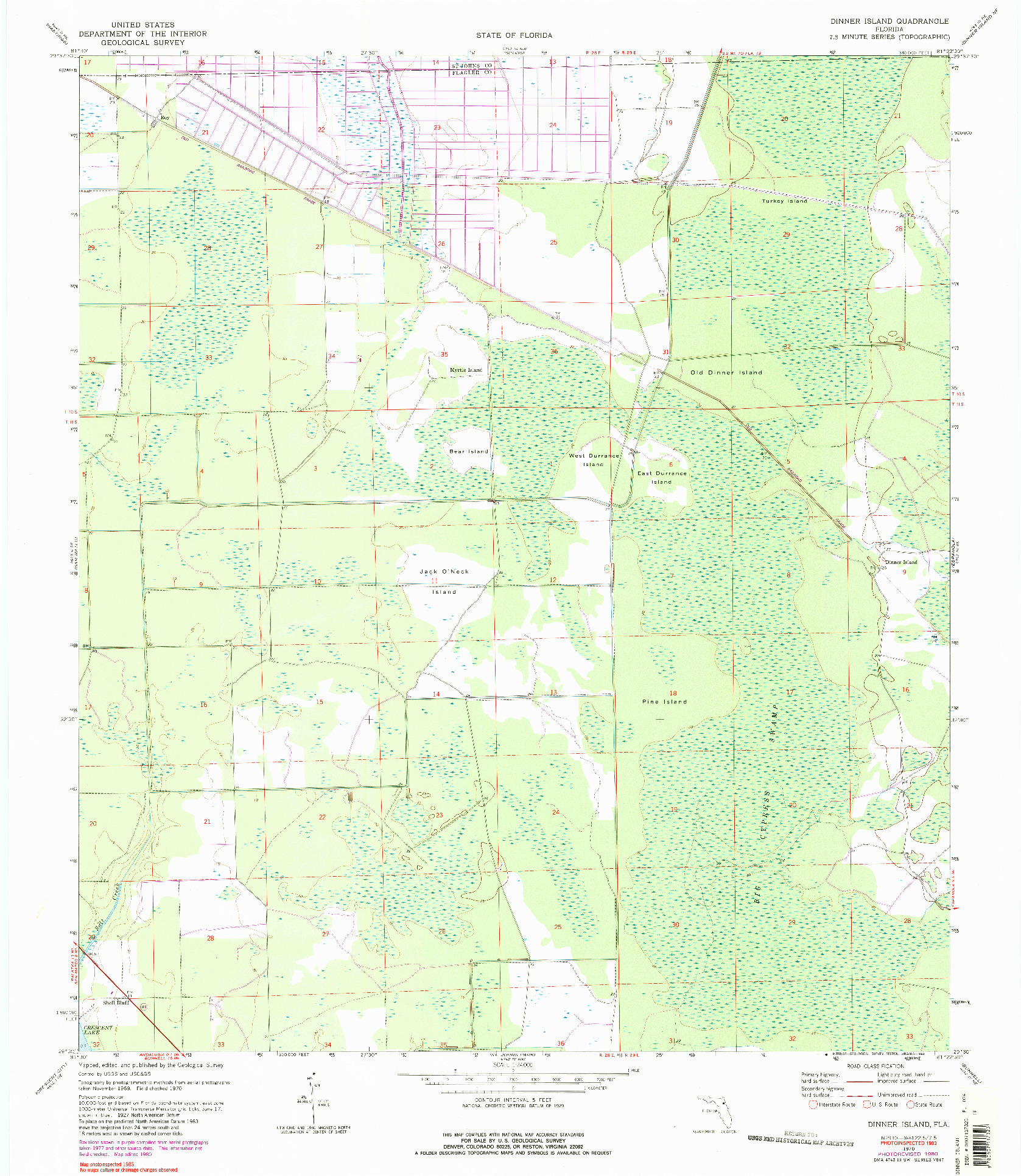 USGS 1:24000-SCALE QUADRANGLE FOR DINNER ISLAND, FL 1970