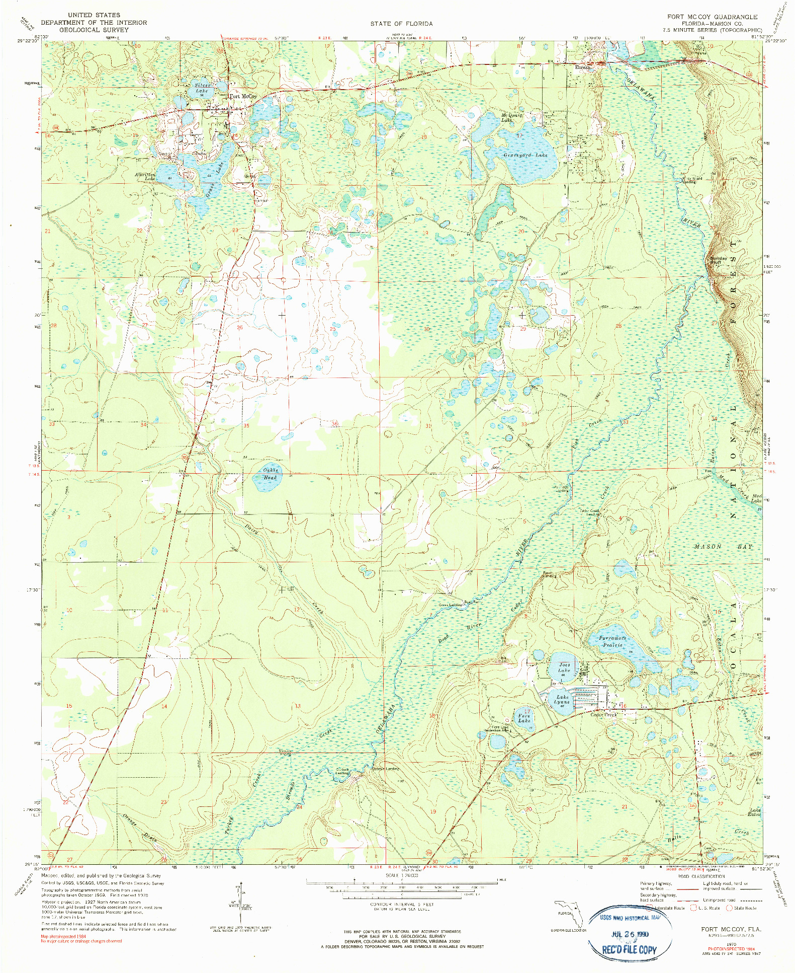 USGS 1:24000-SCALE QUADRANGLE FOR FORT MC COY, FL 1970