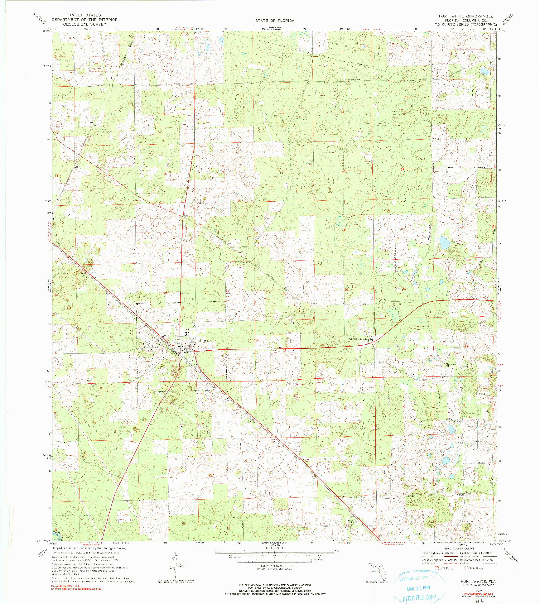 USGS 1:24000-SCALE QUADRANGLE FOR FORT WHITE, FL 1969