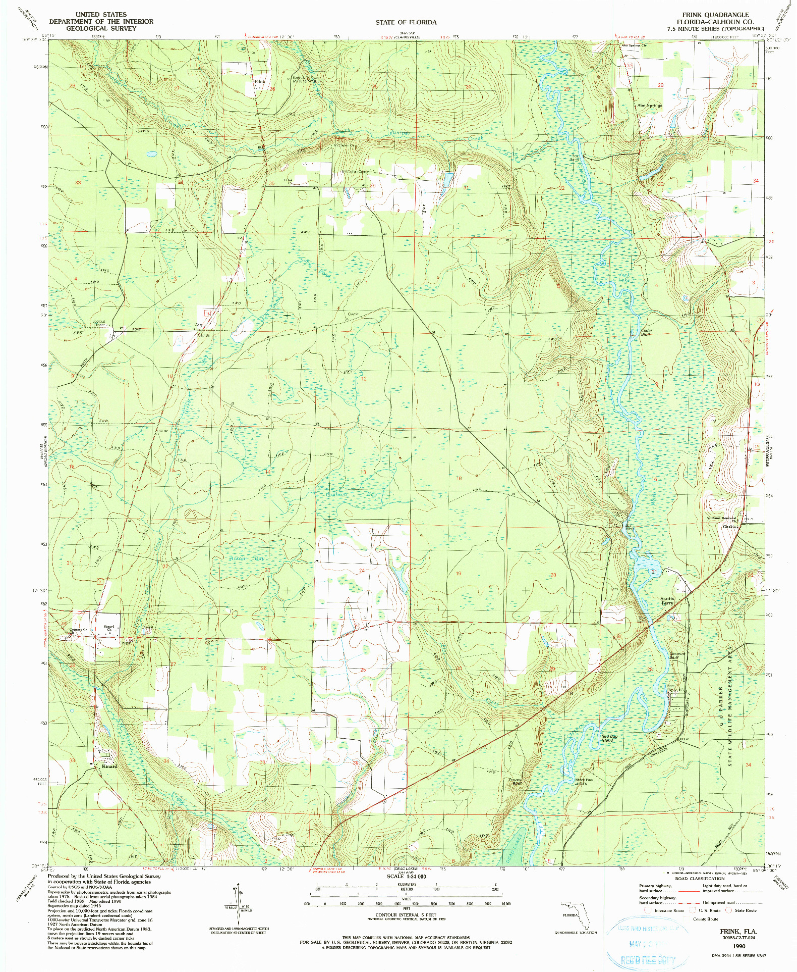 USGS 1:24000-SCALE QUADRANGLE FOR FRINK, FL 1990