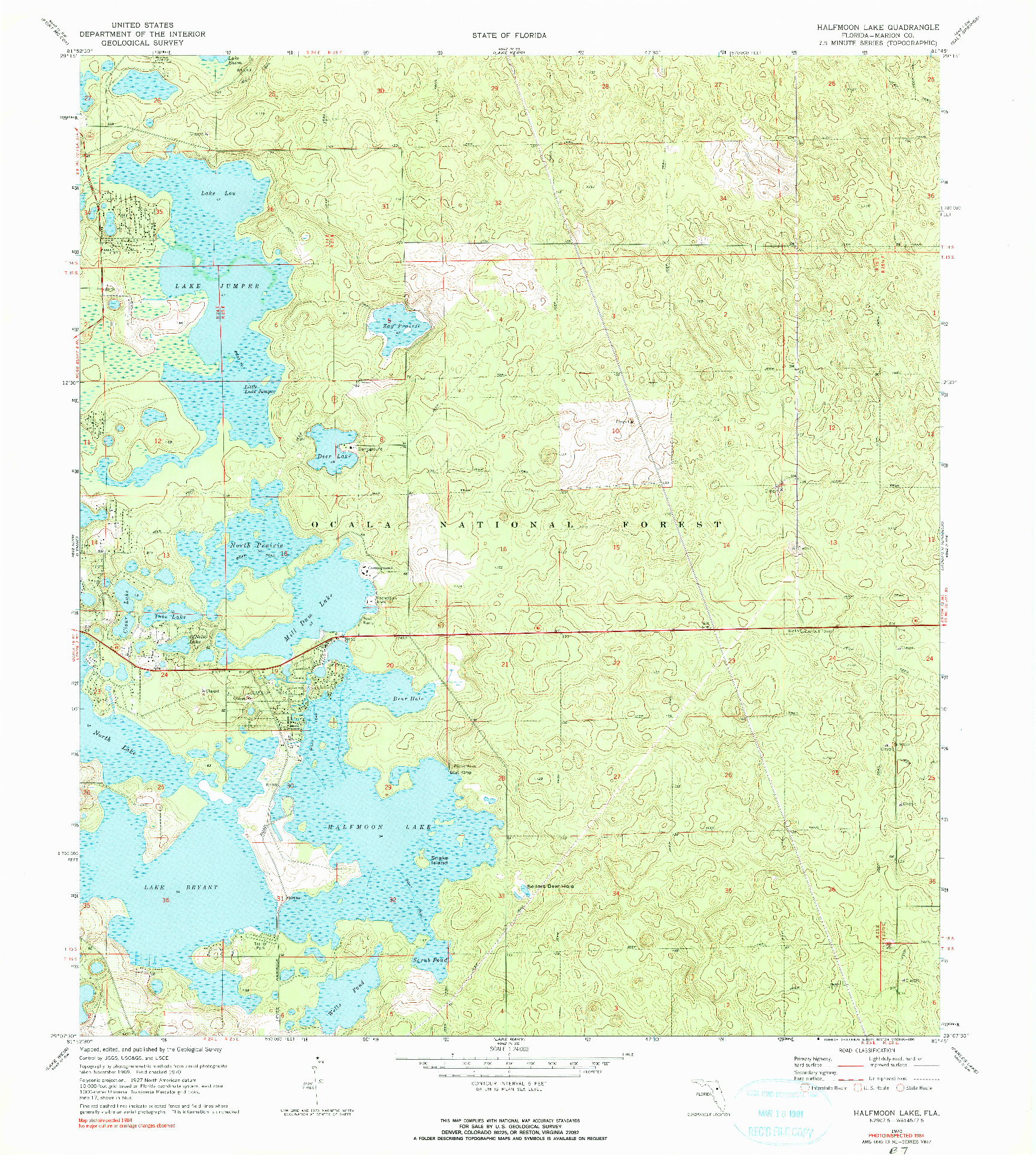 USGS 1:24000-SCALE QUADRANGLE FOR HALFMOON LAKE, FL 1970