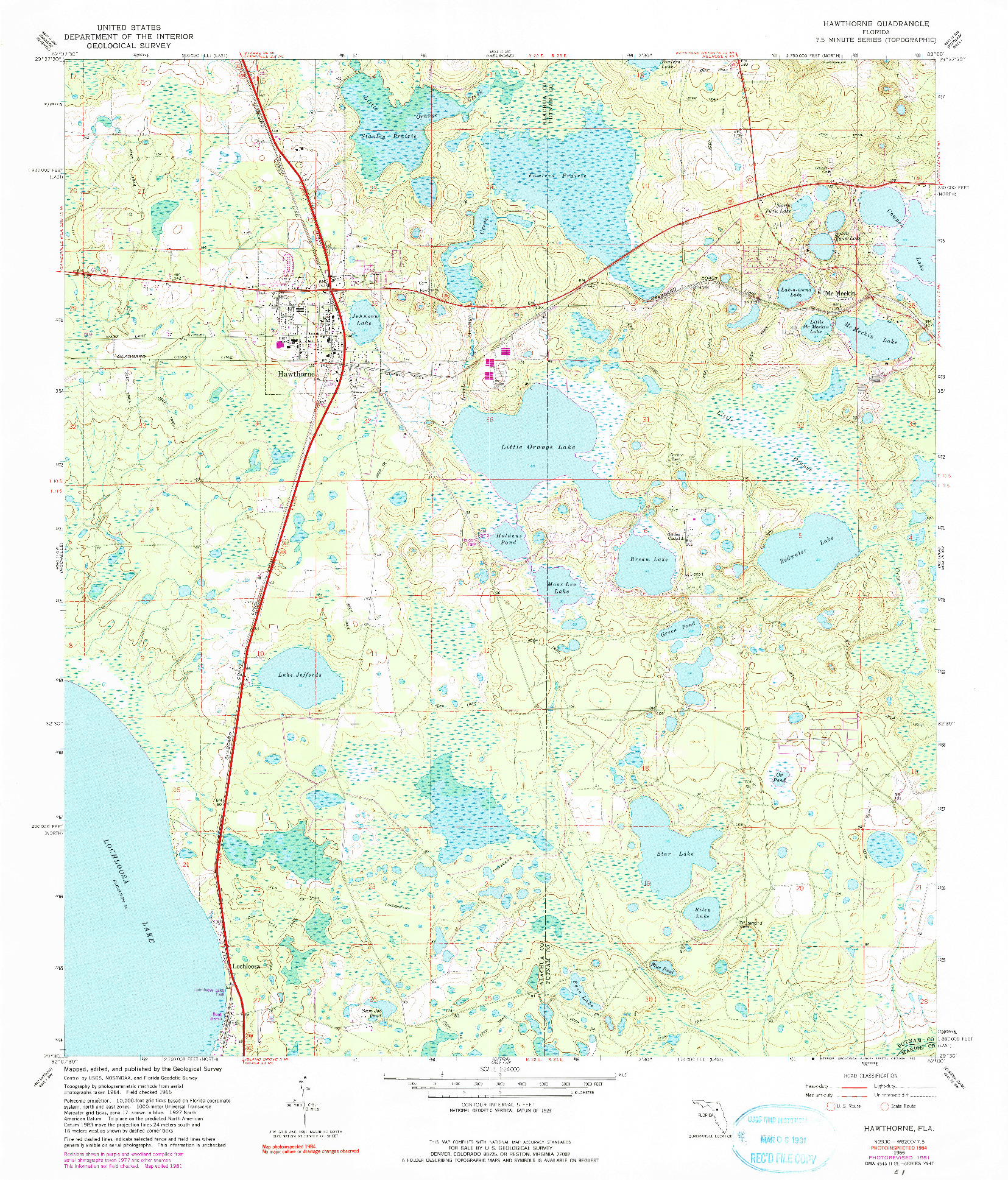 USGS 1:24000-SCALE QUADRANGLE FOR HAWTHORNE, FL 1966