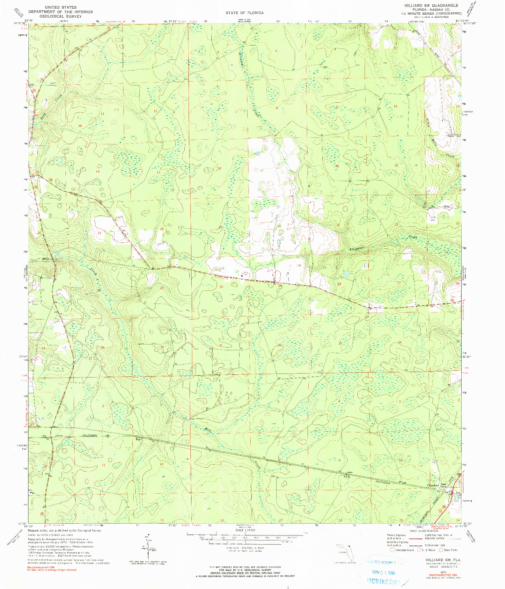 USGS 1:24000-SCALE QUADRANGLE FOR HILLIARD SW, FL 1970
