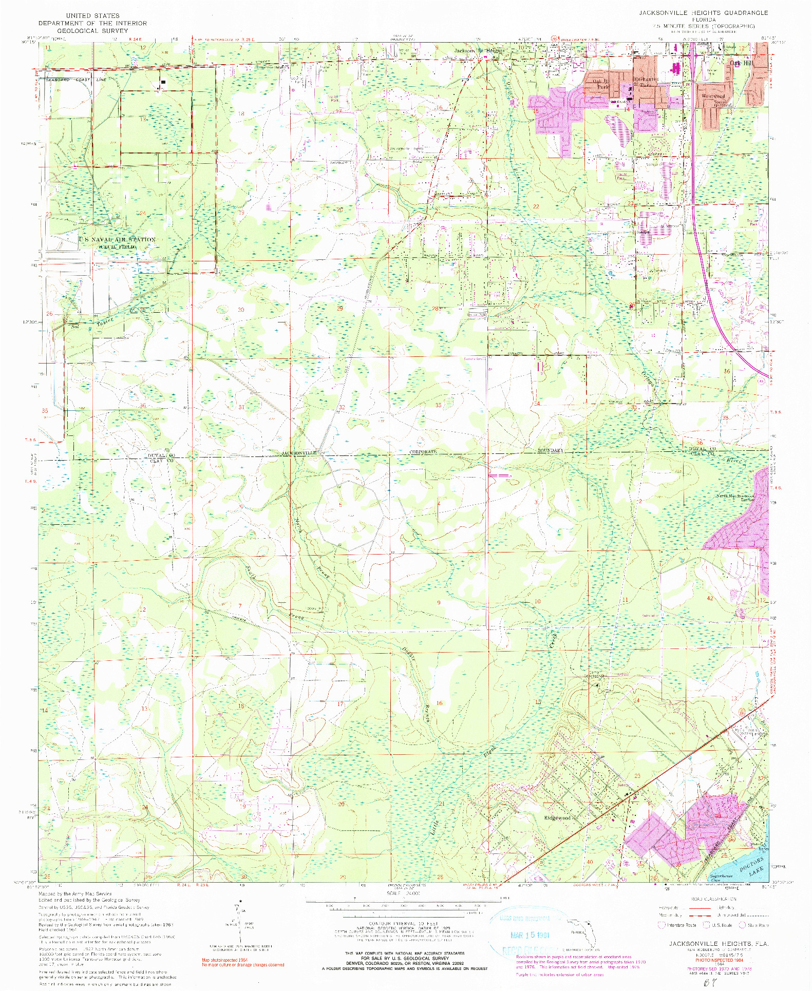 USGS 1:24000-SCALE QUADRANGLE FOR JACKSONVILLE HEIGHTS, FL 1964