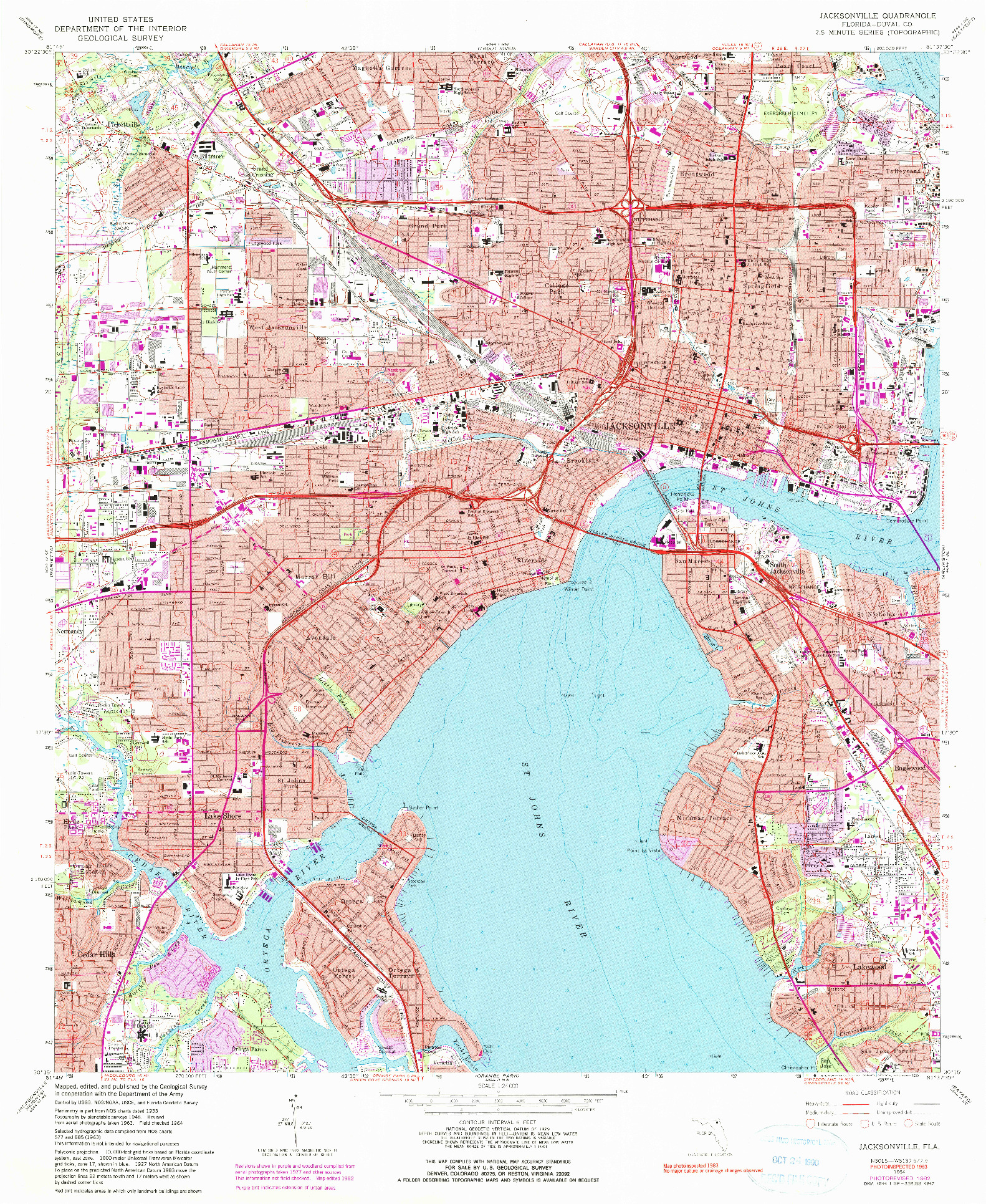 USGS 1:24000-SCALE QUADRANGLE FOR JACKSONVILLE, FL 1964