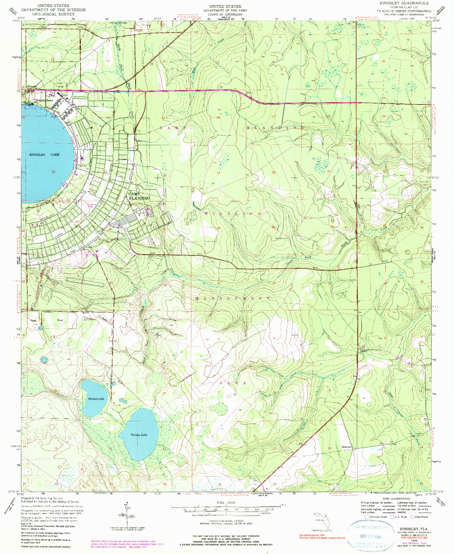 USGS 1:24000-SCALE QUADRANGLE FOR KINGSLEY, FL 1949