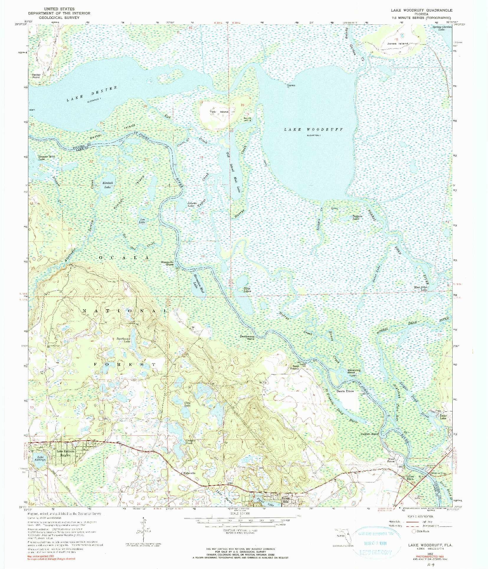 USGS 1:24000-SCALE QUADRANGLE FOR LAKE WOODRUFF, FL 1962