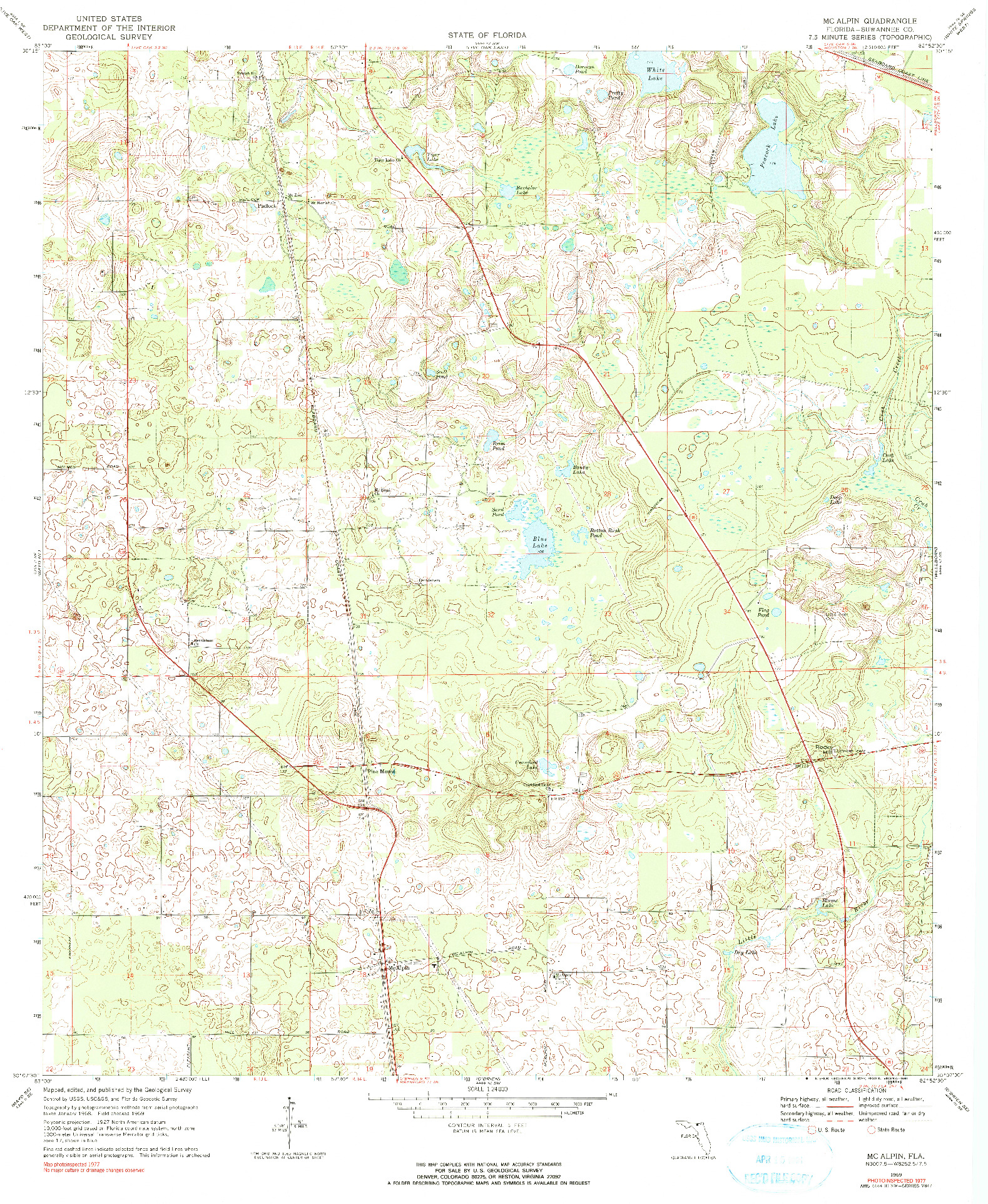 USGS 1:24000-SCALE QUADRANGLE FOR MCALPIN, FL 1969