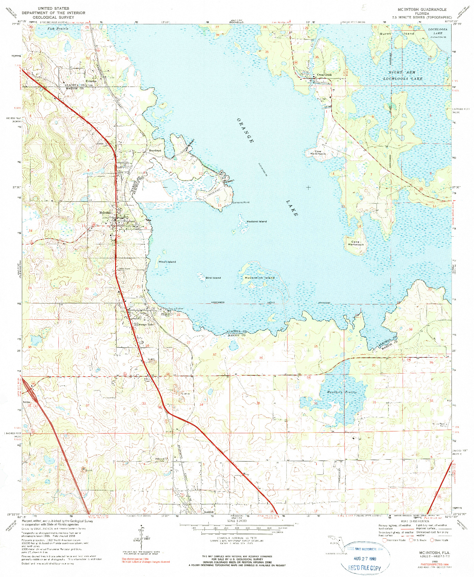 USGS 1:24000-SCALE QUADRANGLE FOR MCINTOSH, FL 1968