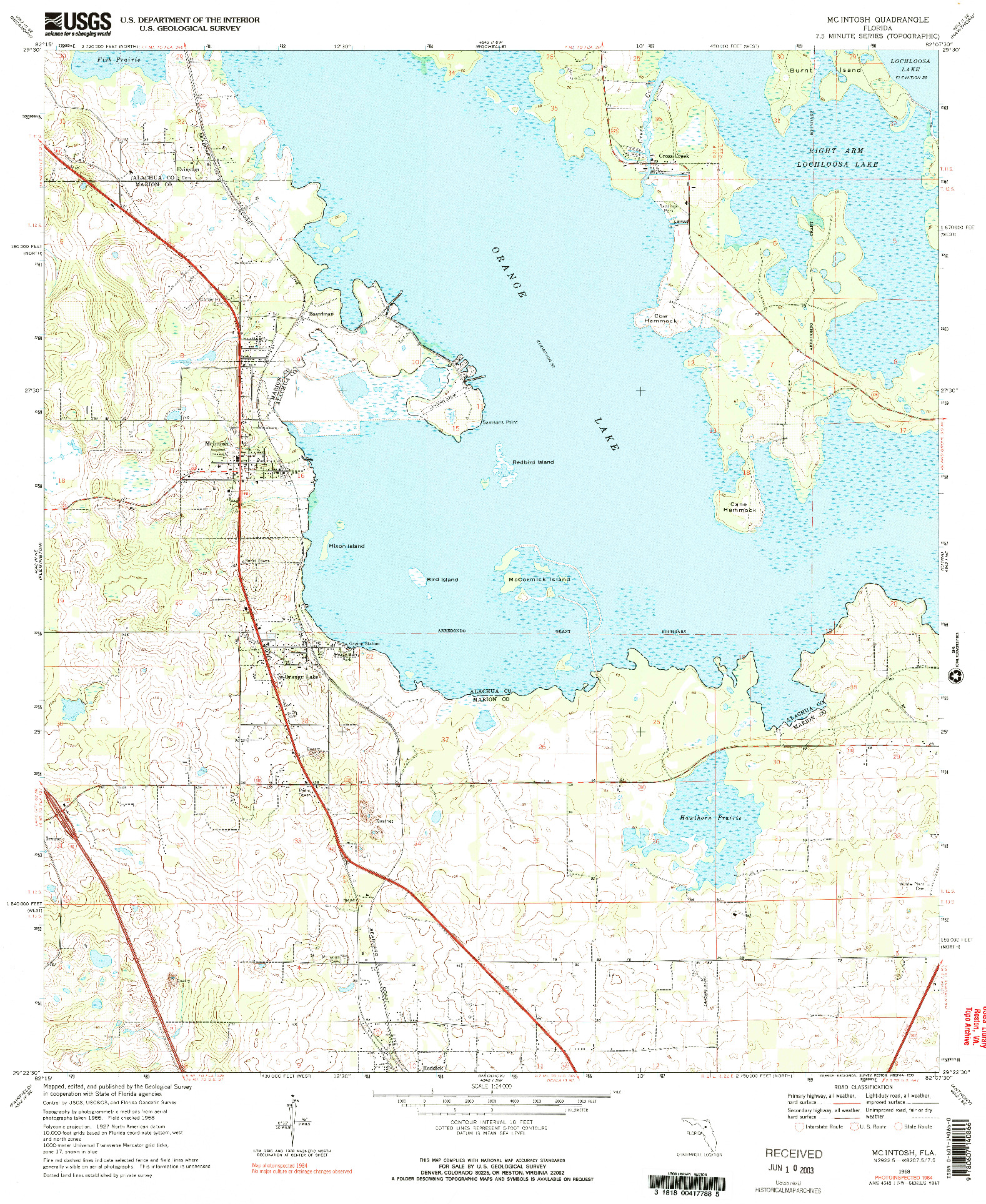 USGS 1:24000-SCALE QUADRANGLE FOR MCINTOSH, FL 1968