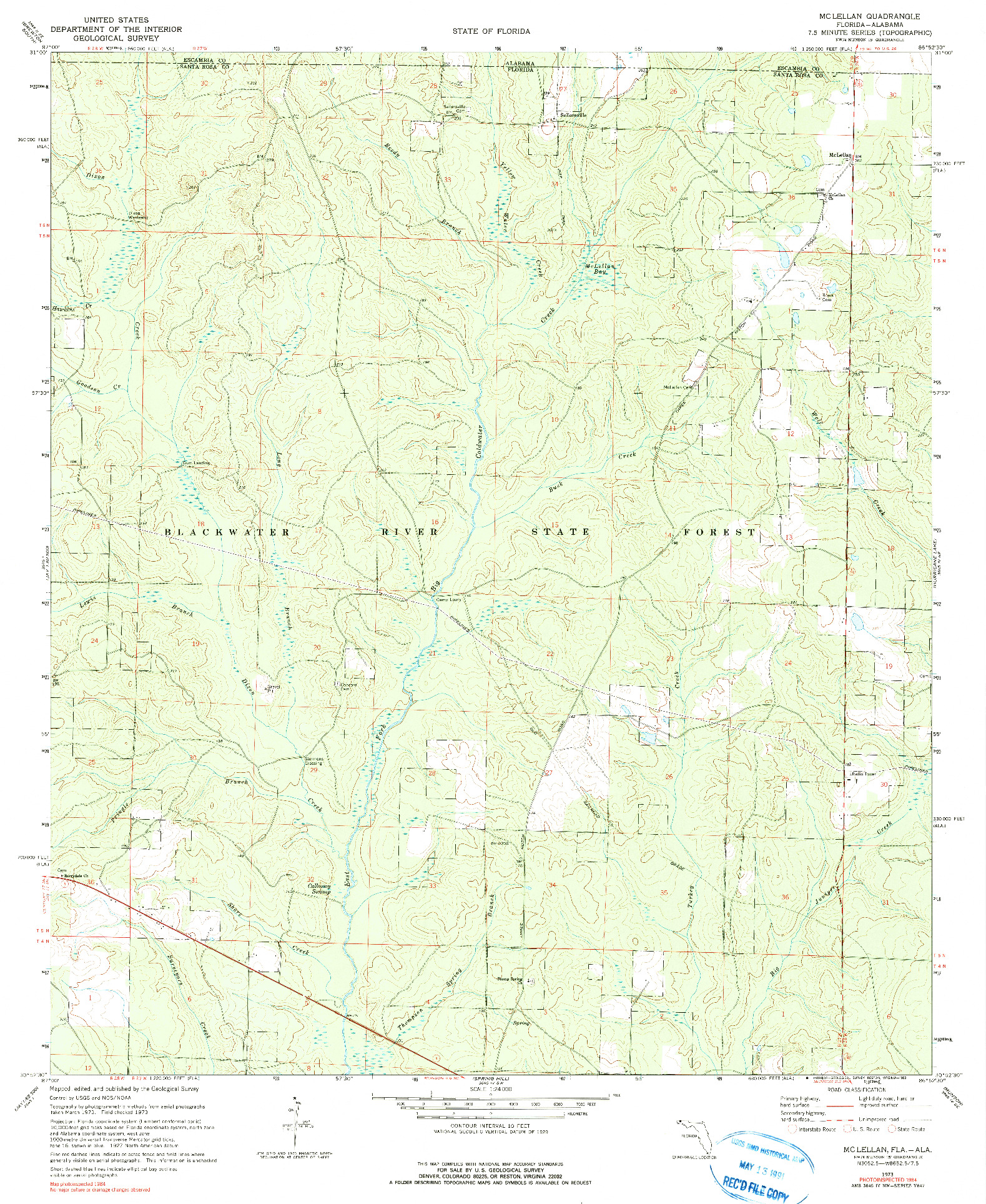 USGS 1:24000-SCALE QUADRANGLE FOR MCLELLAN, FL 1973