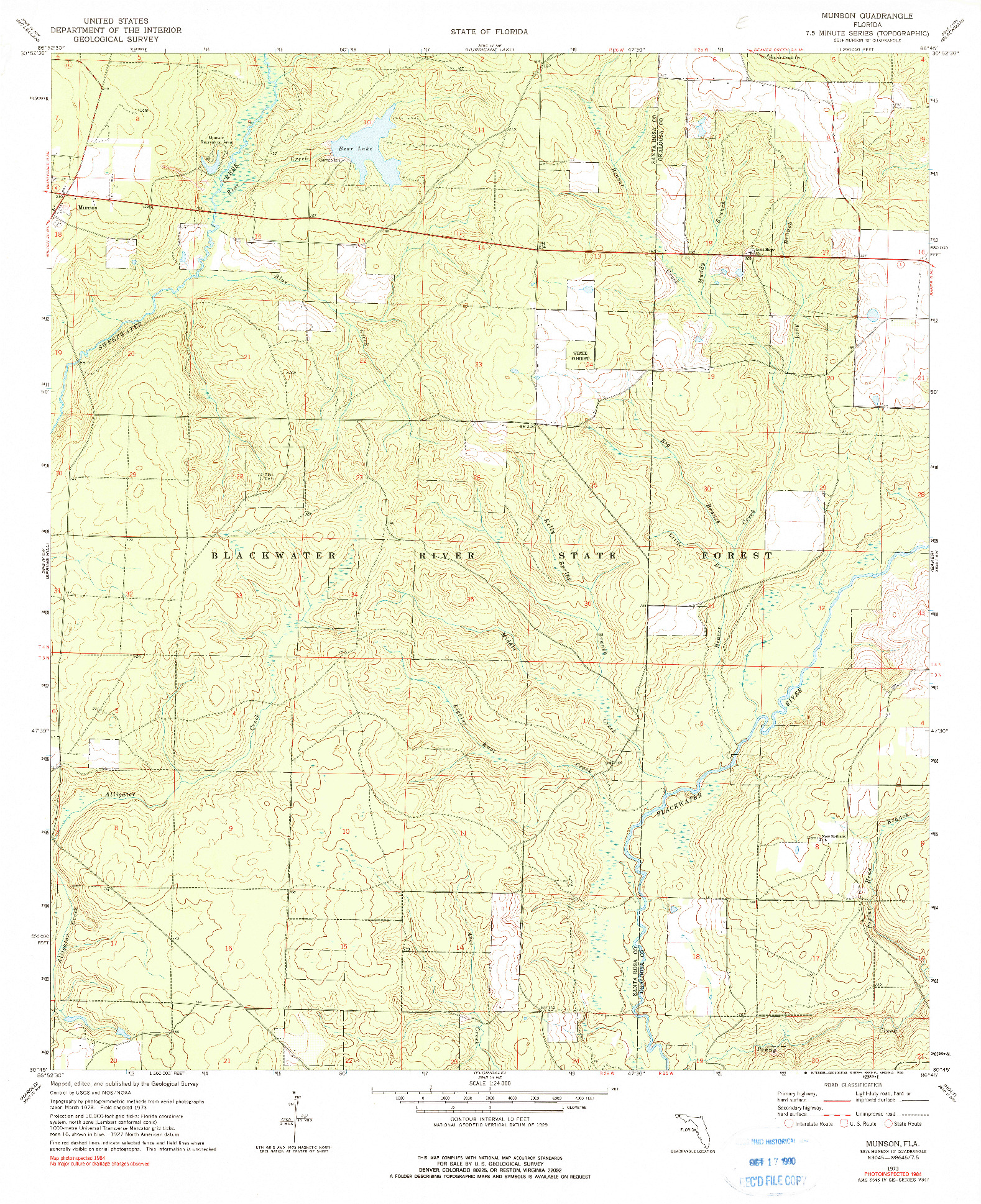 USGS 1:24000-SCALE QUADRANGLE FOR MUNSON, FL 1973