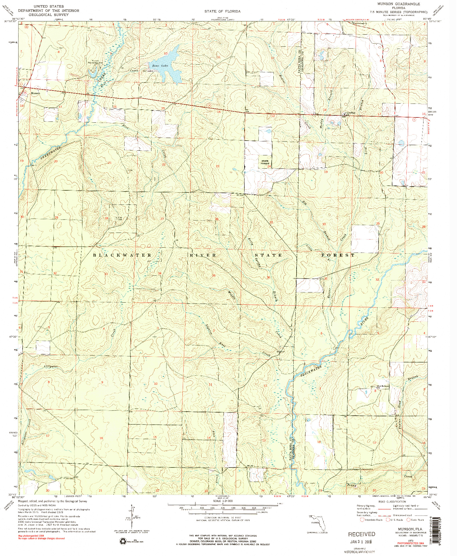 USGS 1:24000-SCALE QUADRANGLE FOR MUNSON, FL 1973