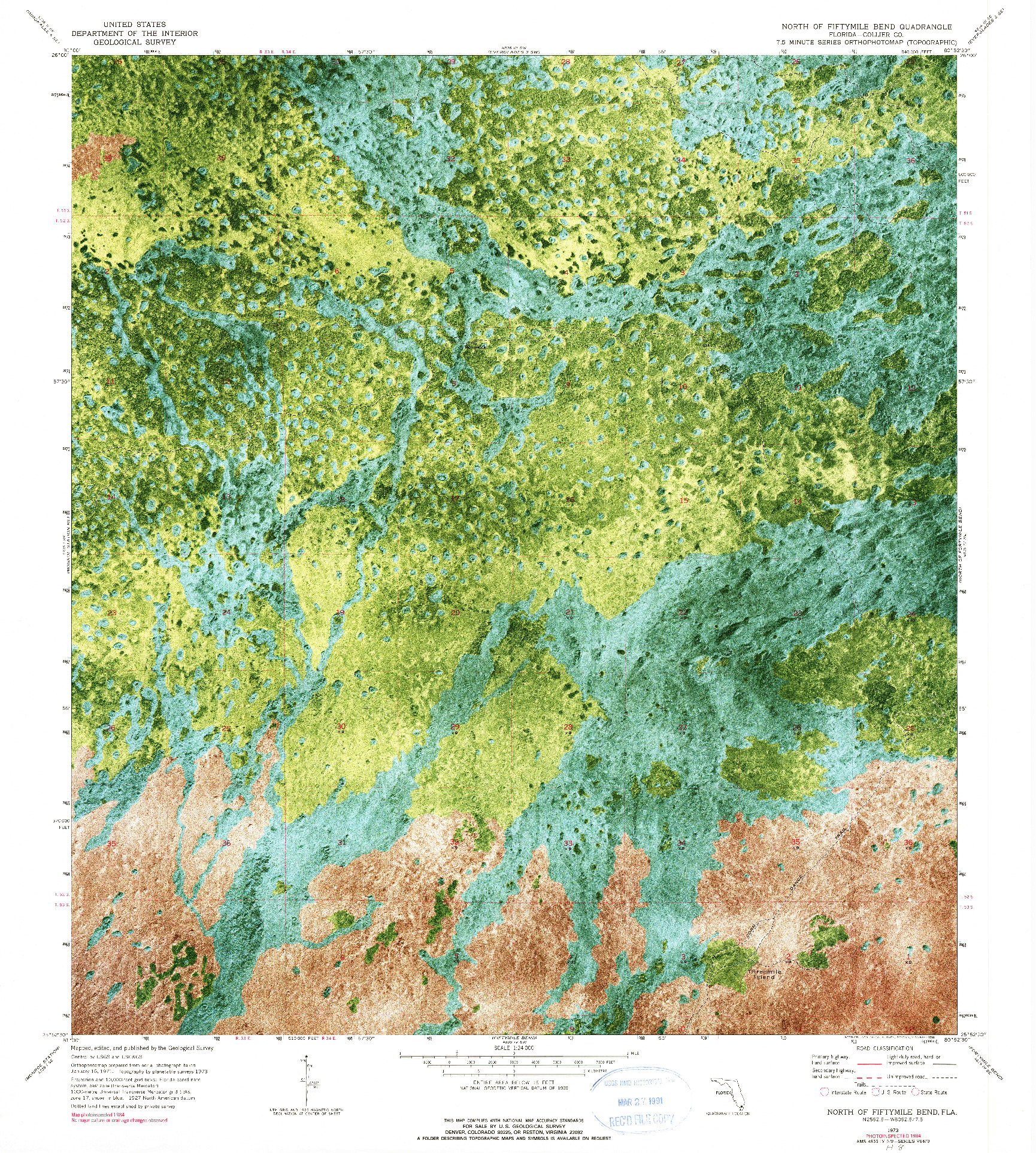 USGS 1:24000-SCALE QUADRANGLE FOR NORTH OF FIFTYMILE BEND, FL 1973