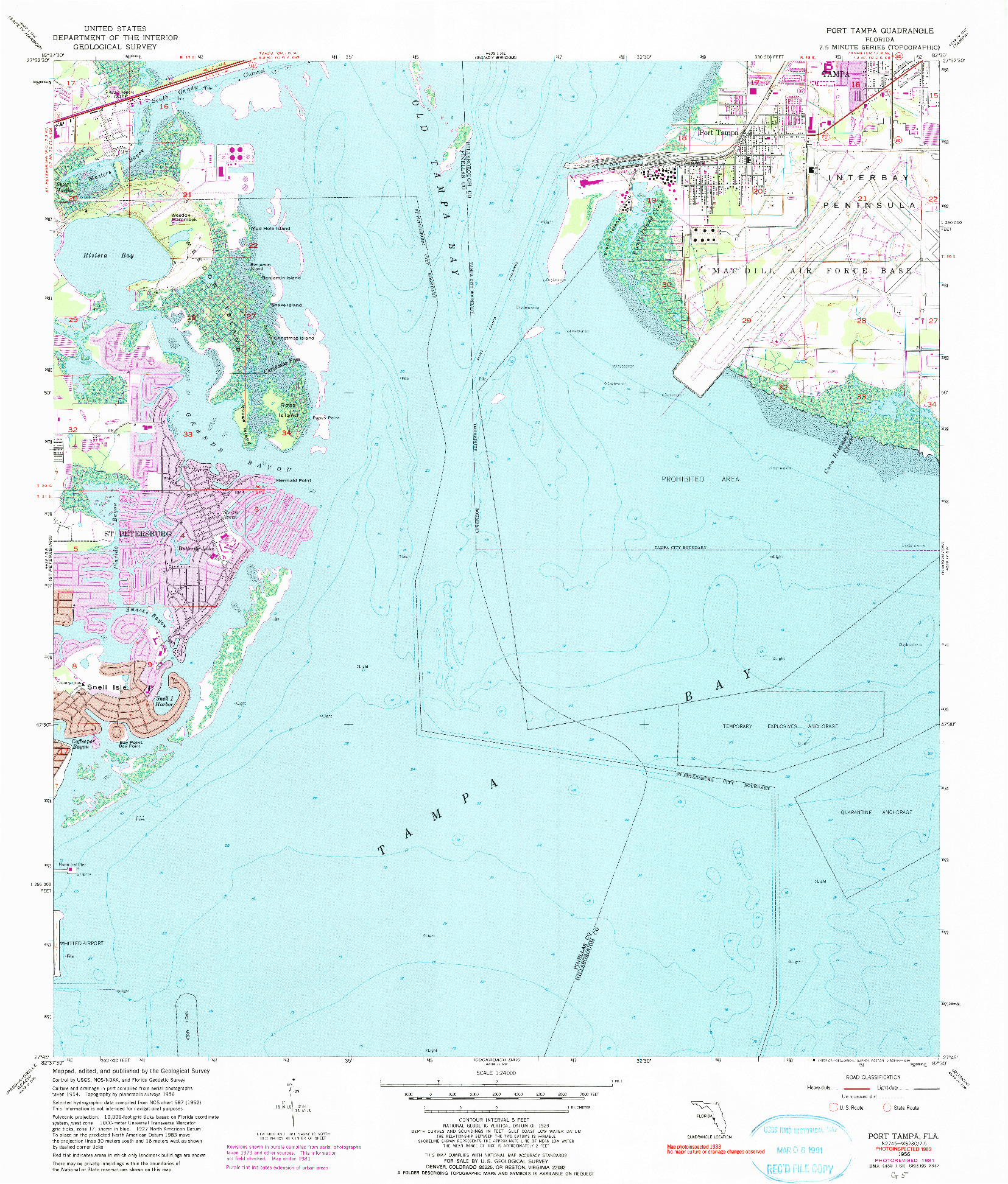 USGS 1:24000-SCALE QUADRANGLE FOR PORT TAMPA, FL 1956