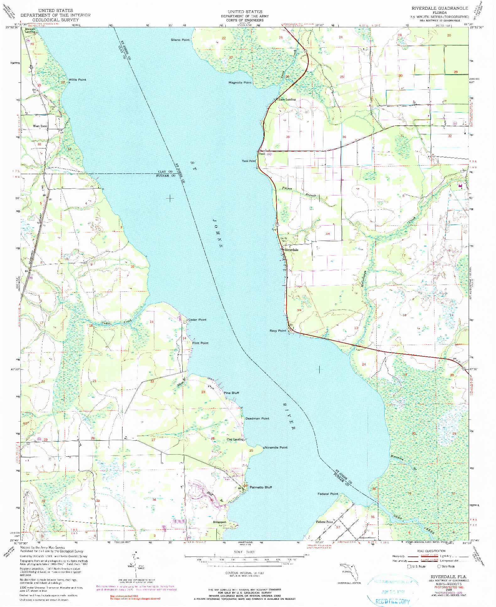 USGS 1:24000-SCALE QUADRANGLE FOR RIVERDALE, FL 1949