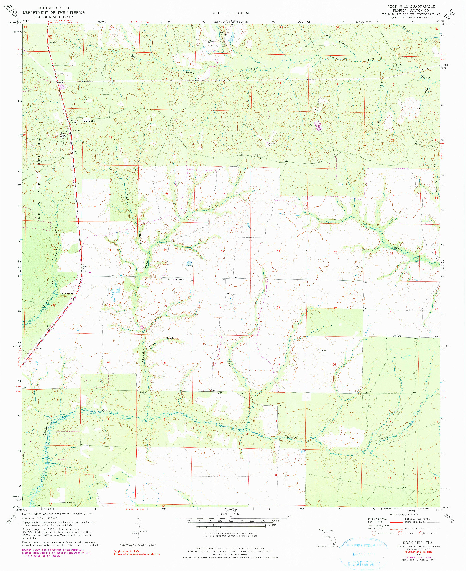 USGS 1:24000-SCALE QUADRANGLE FOR ROCK HILL, FL 1970