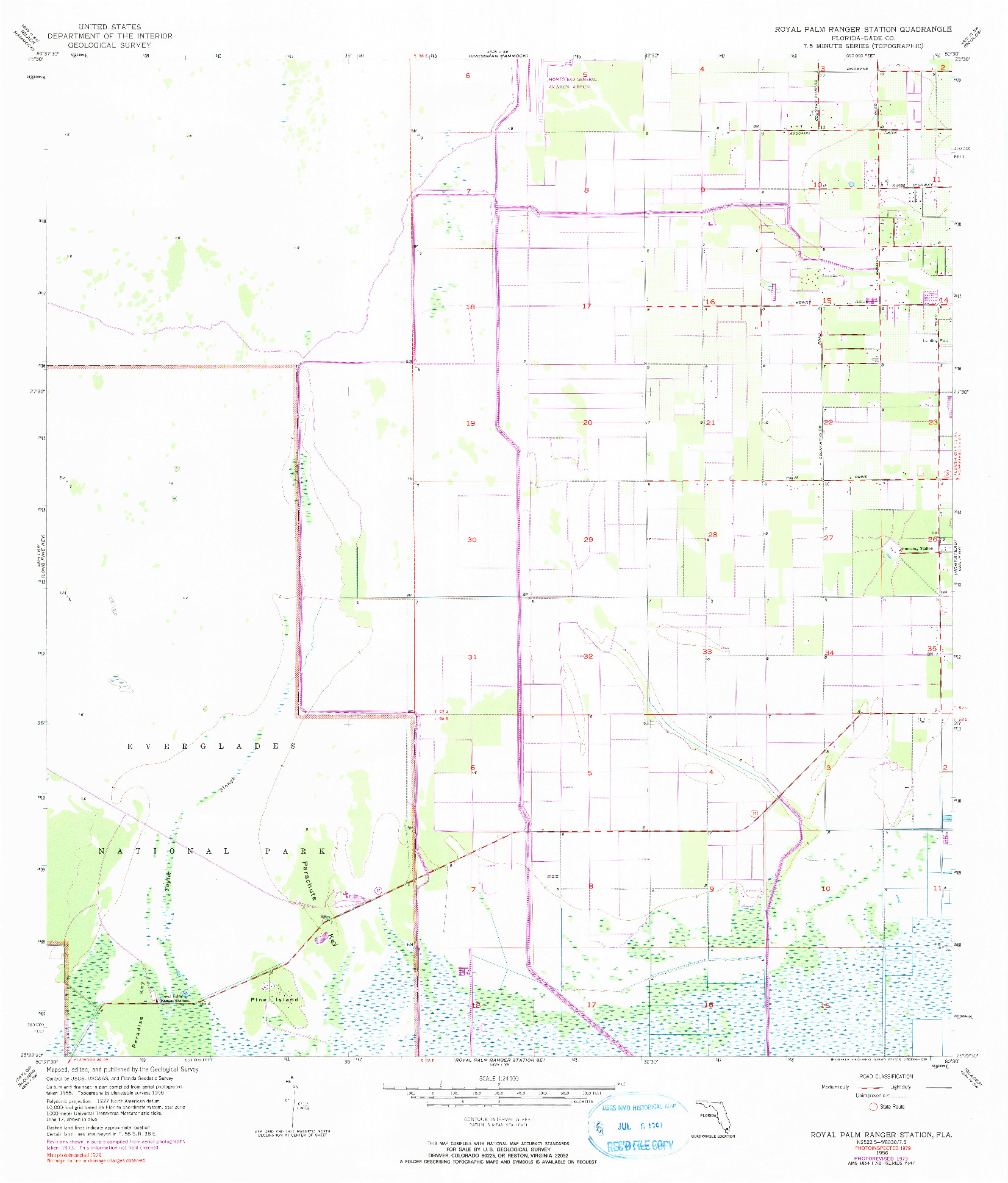 USGS 1:24000-SCALE QUADRANGLE FOR ROYAL PALM RANGER STATION, FL 1956