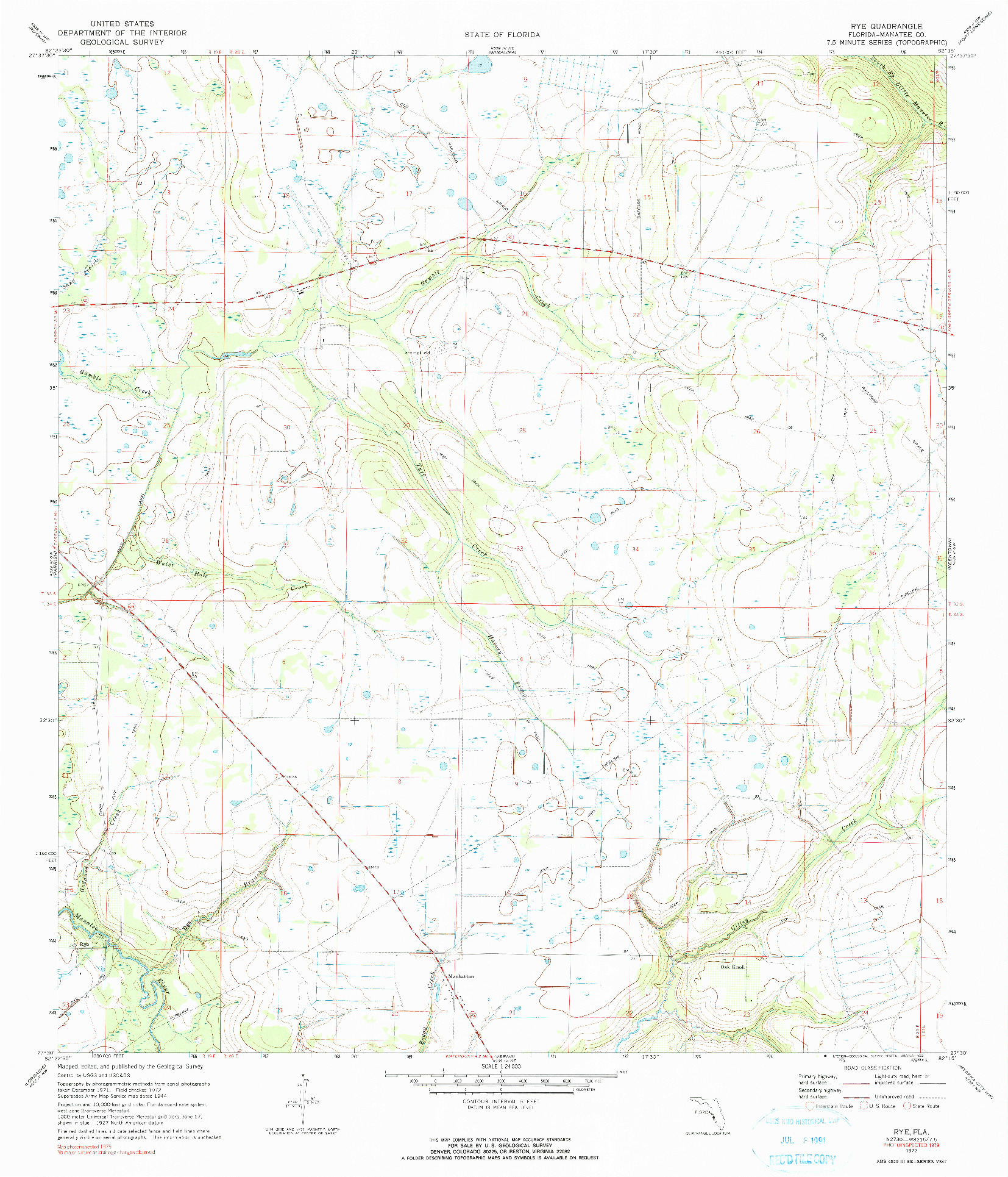 USGS 1:24000-SCALE QUADRANGLE FOR RYE, FL 1972