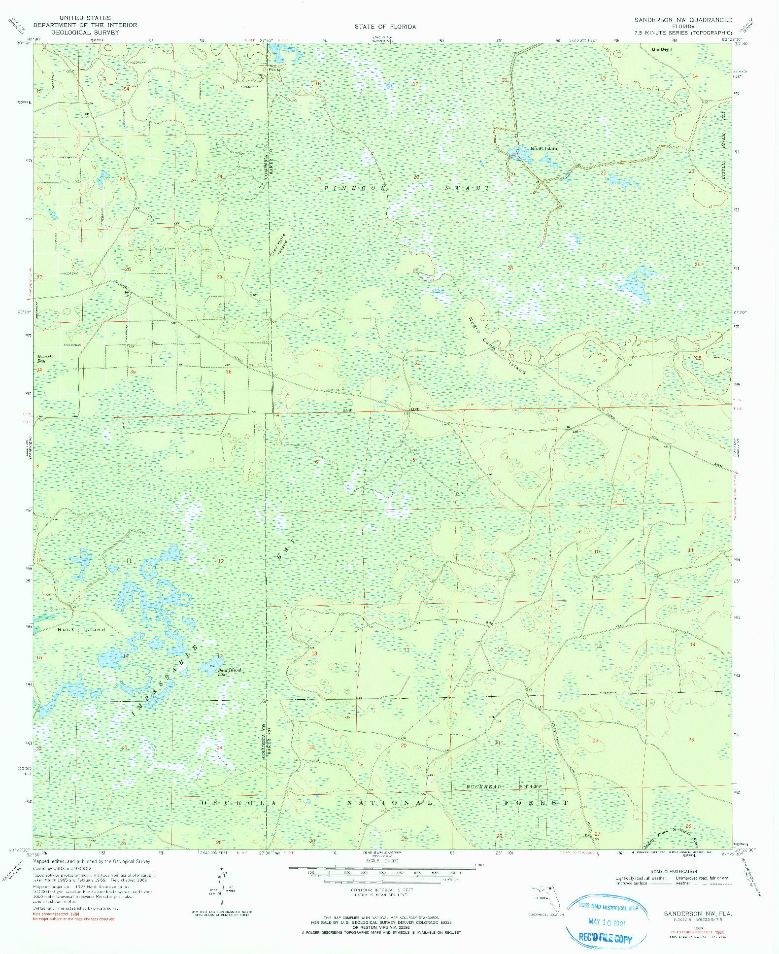 USGS 1:24000-SCALE QUADRANGLE FOR SANDERSON NW, FL 1969