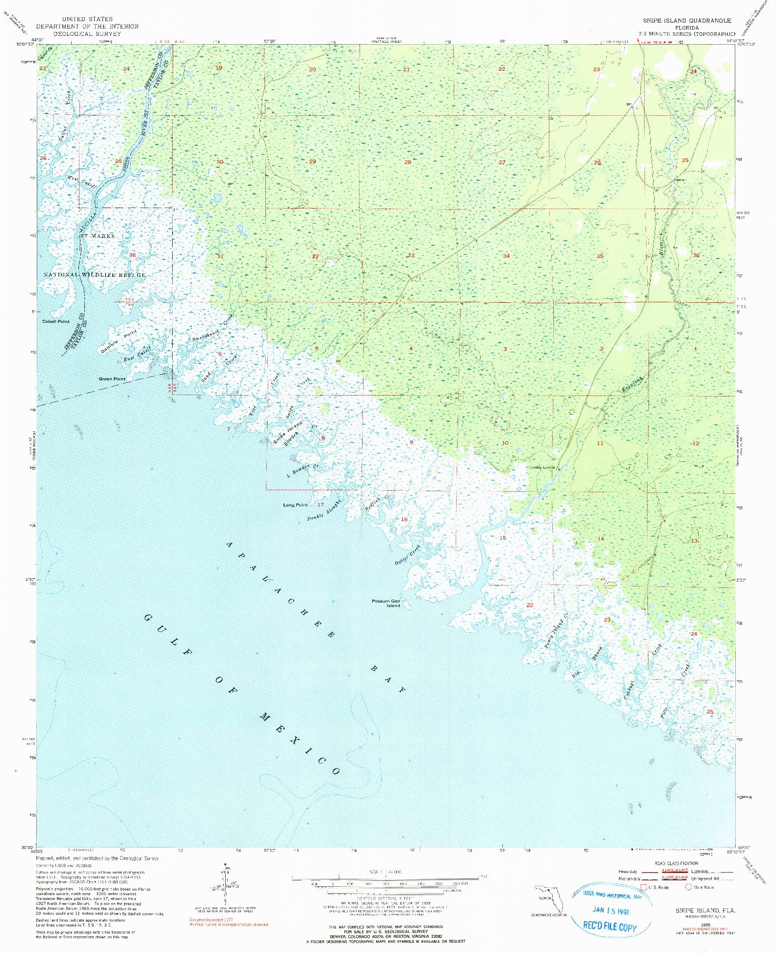 USGS 1:24000-SCALE QUADRANGLE FOR SNIPE ISLAND, FL 1955