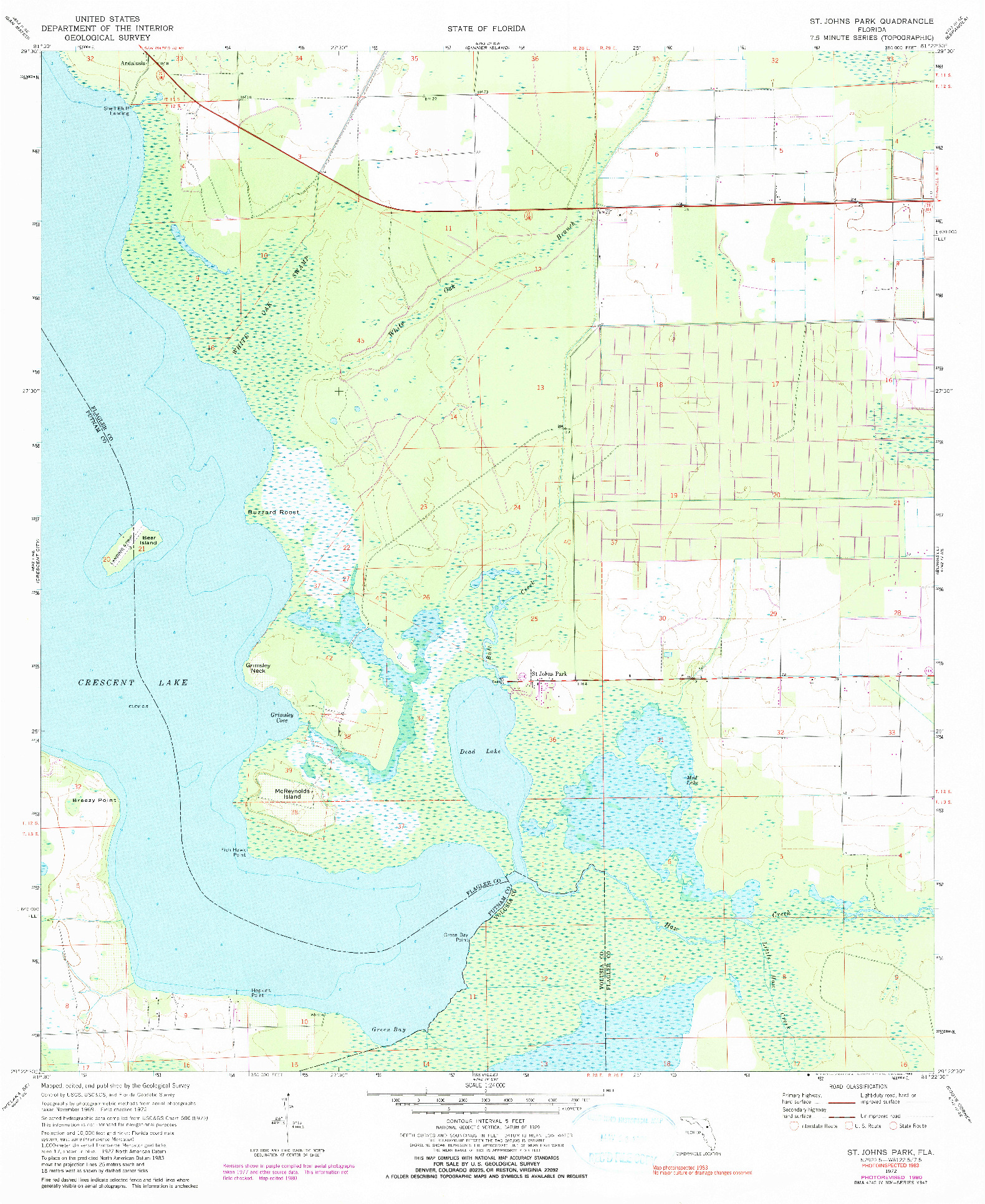 USGS 1:24000-SCALE QUADRANGLE FOR ST JOHNS PARK, FL 1972
