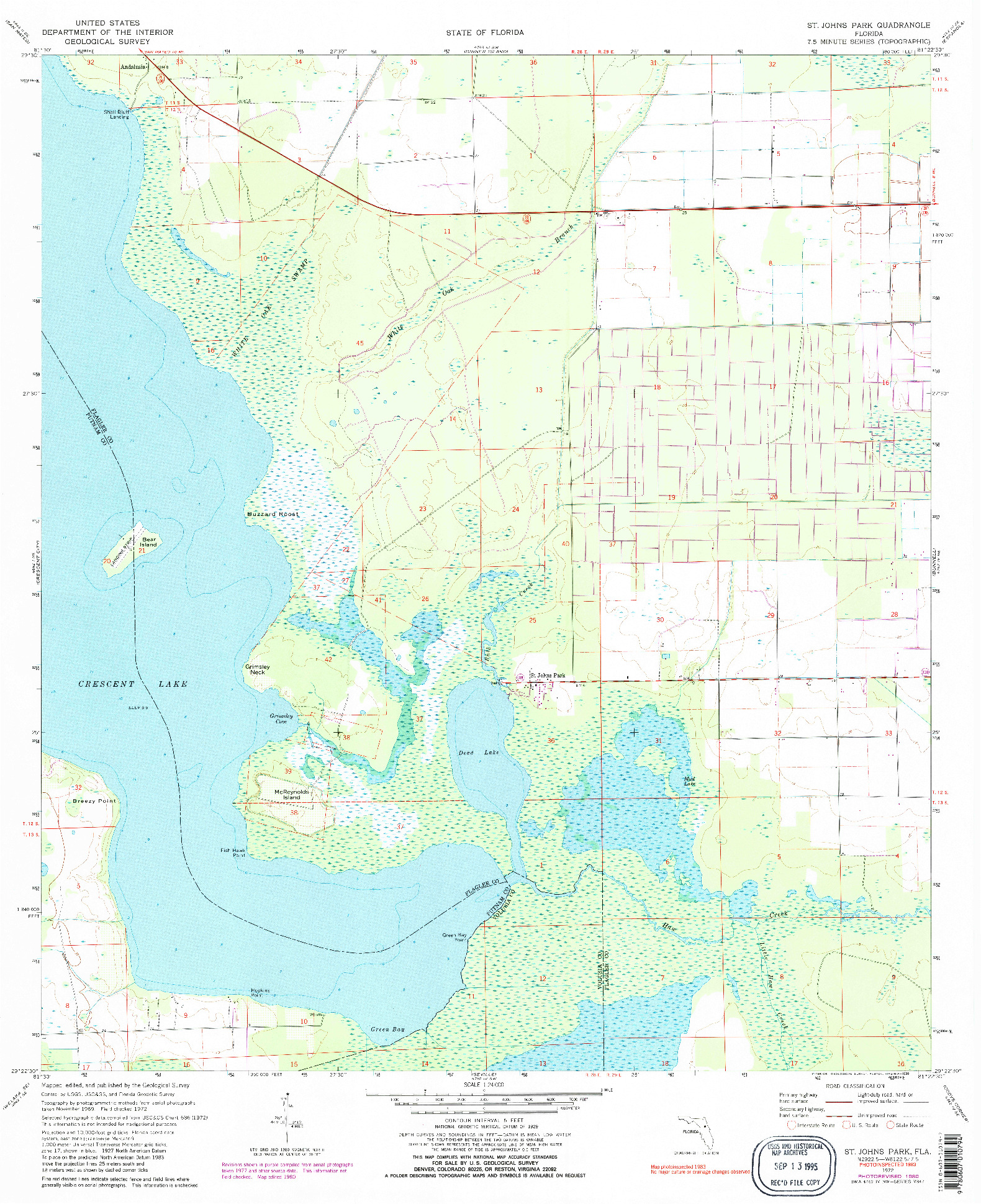 USGS 1:24000-SCALE QUADRANGLE FOR ST JOHNS PARK, FL 1972