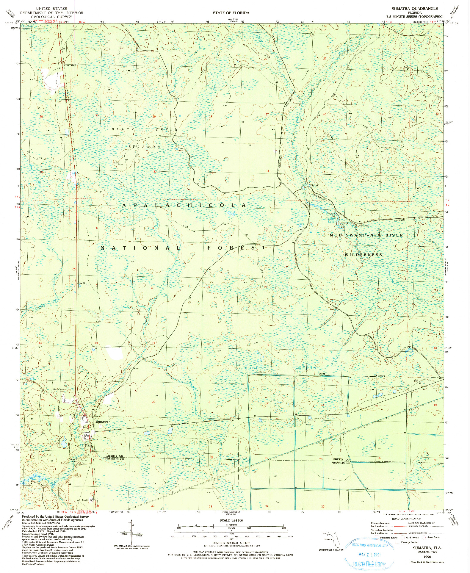 USGS 1:24000-SCALE QUADRANGLE FOR SUMATRA, FL 1990