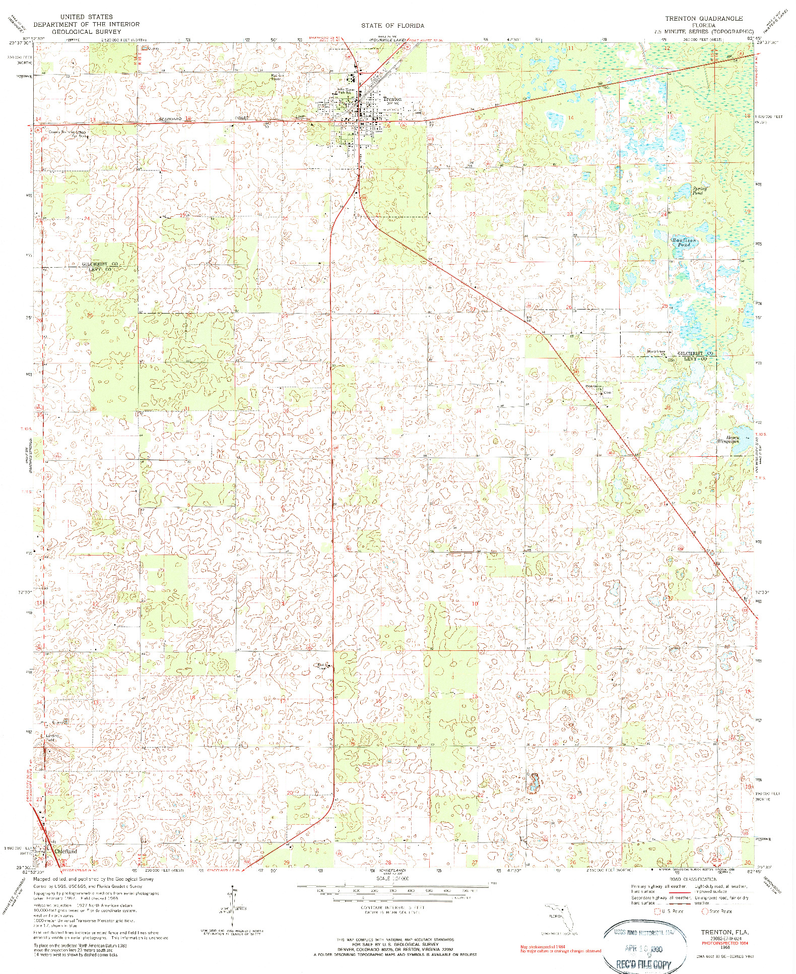 USGS 1:24000-SCALE QUADRANGLE FOR TRENTON, FL 1968