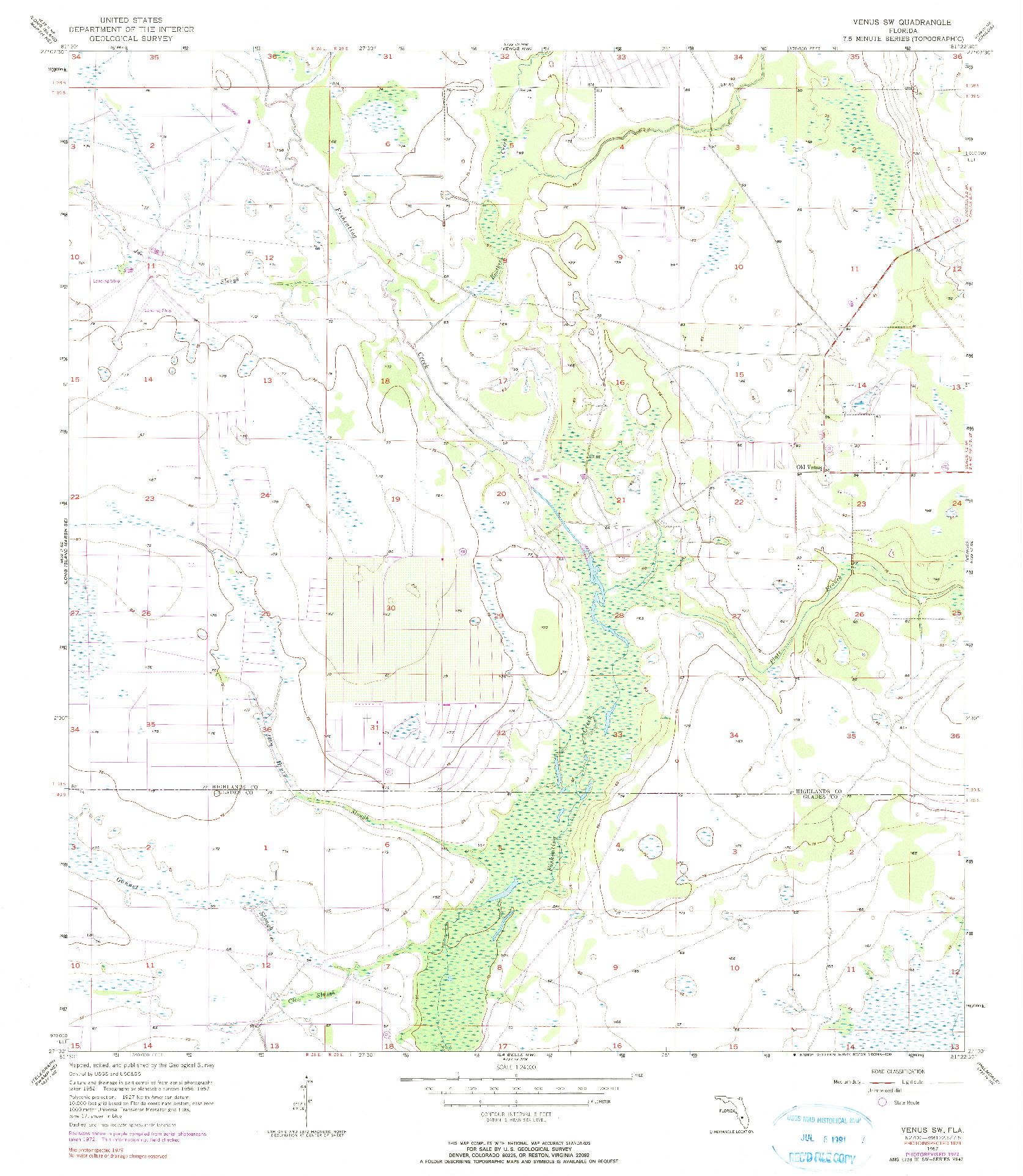 USGS 1:24000-SCALE QUADRANGLE FOR VENUS SW, FL 1957