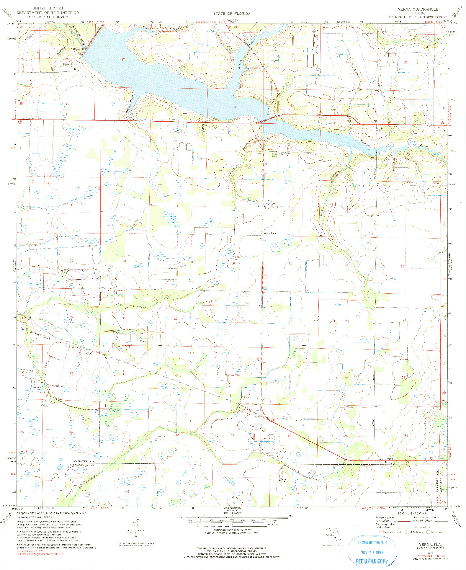 USGS 1:24000-SCALE QUADRANGLE FOR VERNA, FL 1973