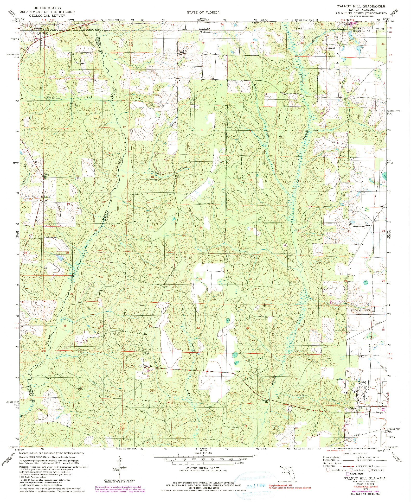 USGS 1:24000-SCALE QUADRANGLE FOR WALNUT HILL, FL 1978