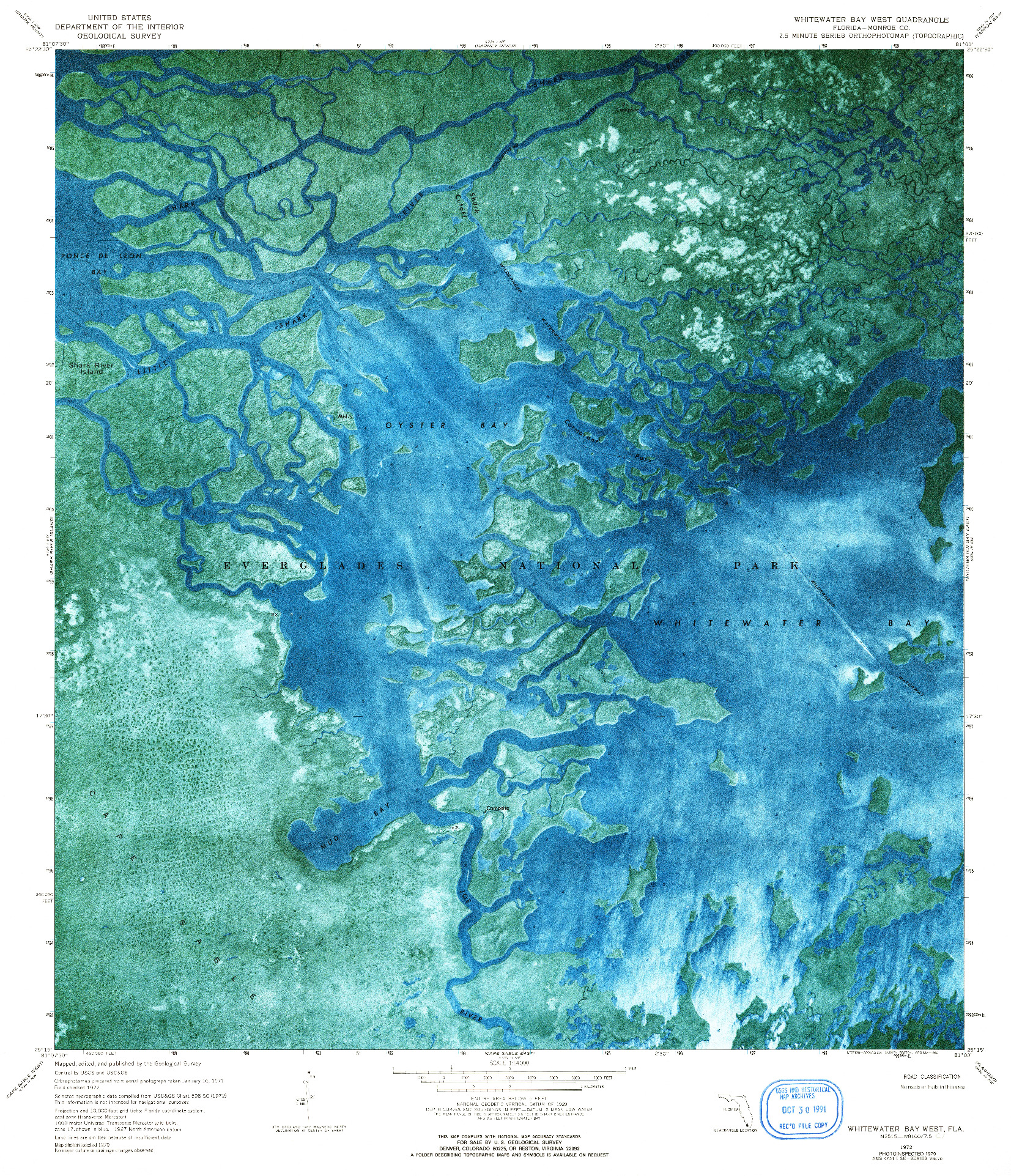 USGS 1:24000-SCALE QUADRANGLE FOR WHITEWATER BAY WEST, FL 1972