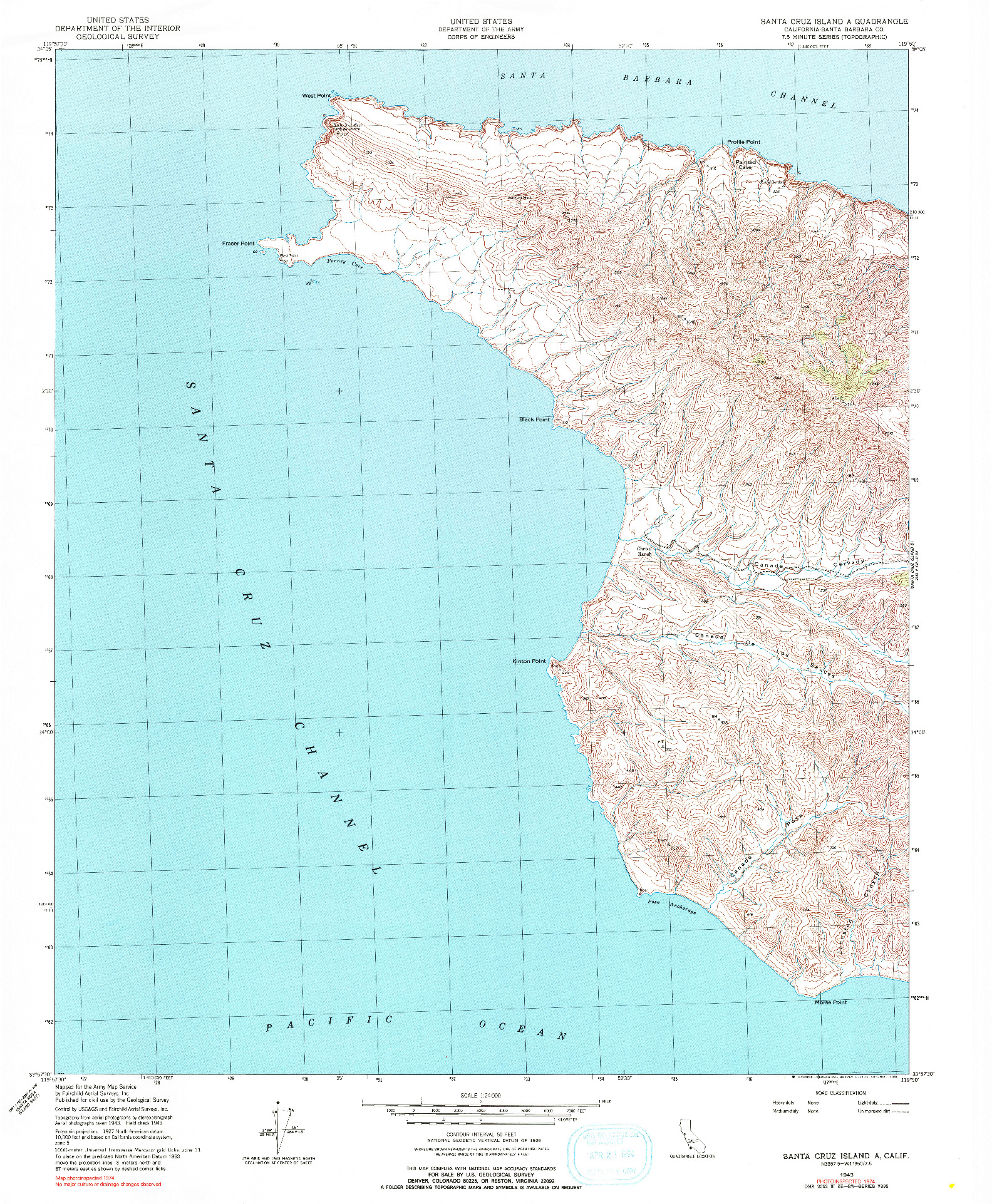 USGS 1:24000-SCALE QUADRANGLE FOR SANTA CRUZ ISLAND A, CA 1943