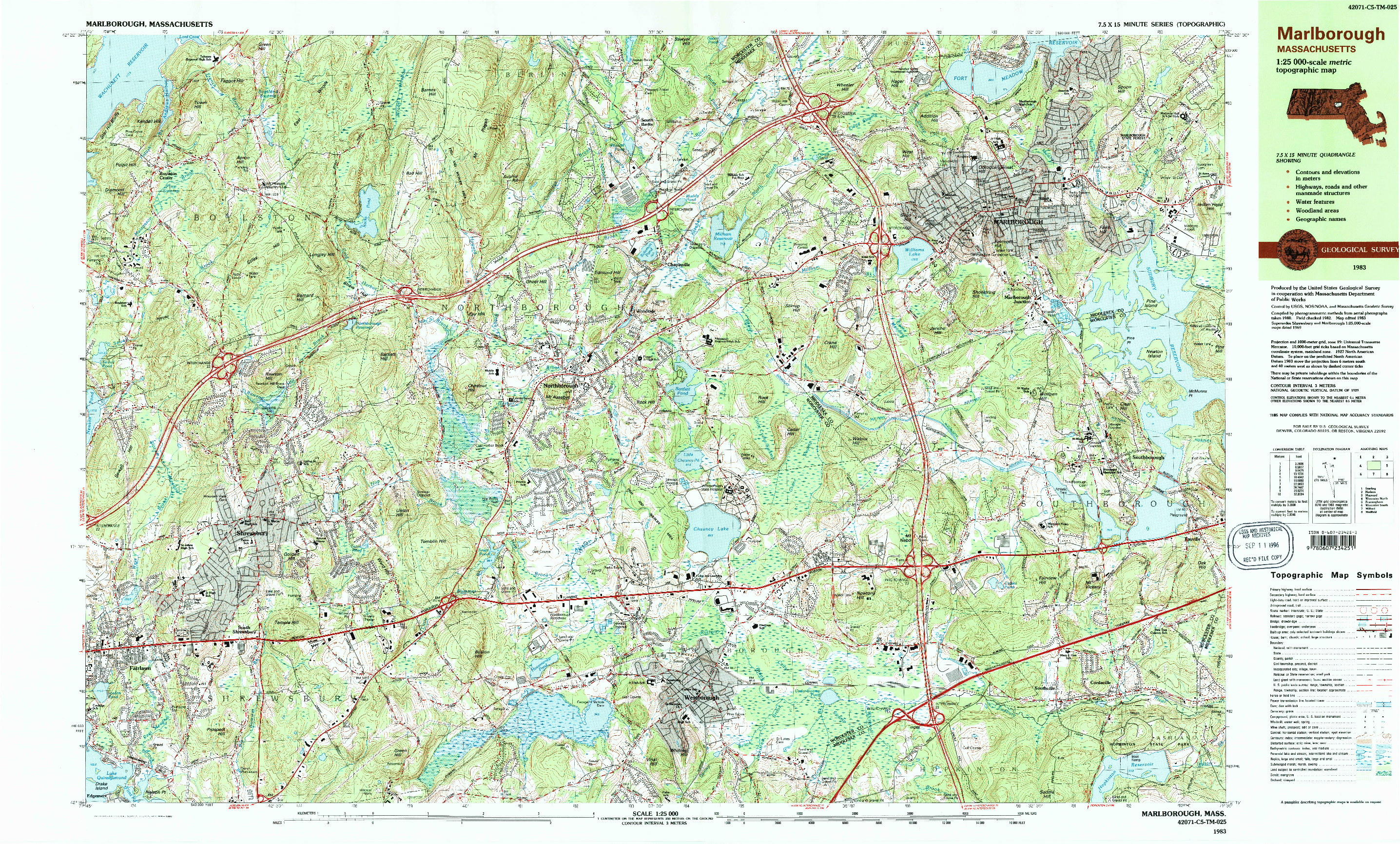 USGS 1:25000-SCALE QUADRANGLE FOR MARLBOROUGH, MA 1983