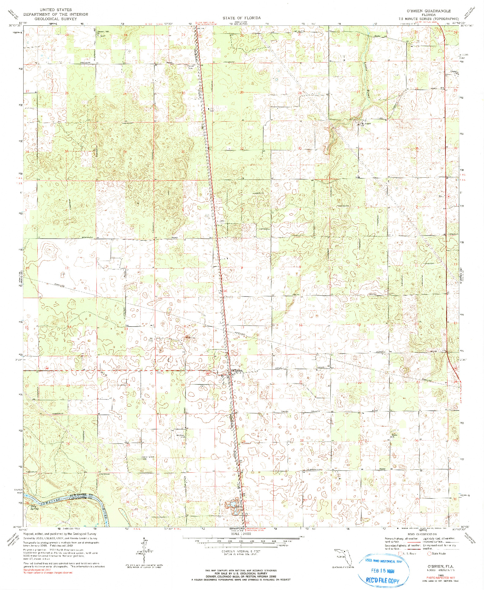 USGS 1:24000-SCALE QUADRANGLE FOR O'BRIEN, FL 1969