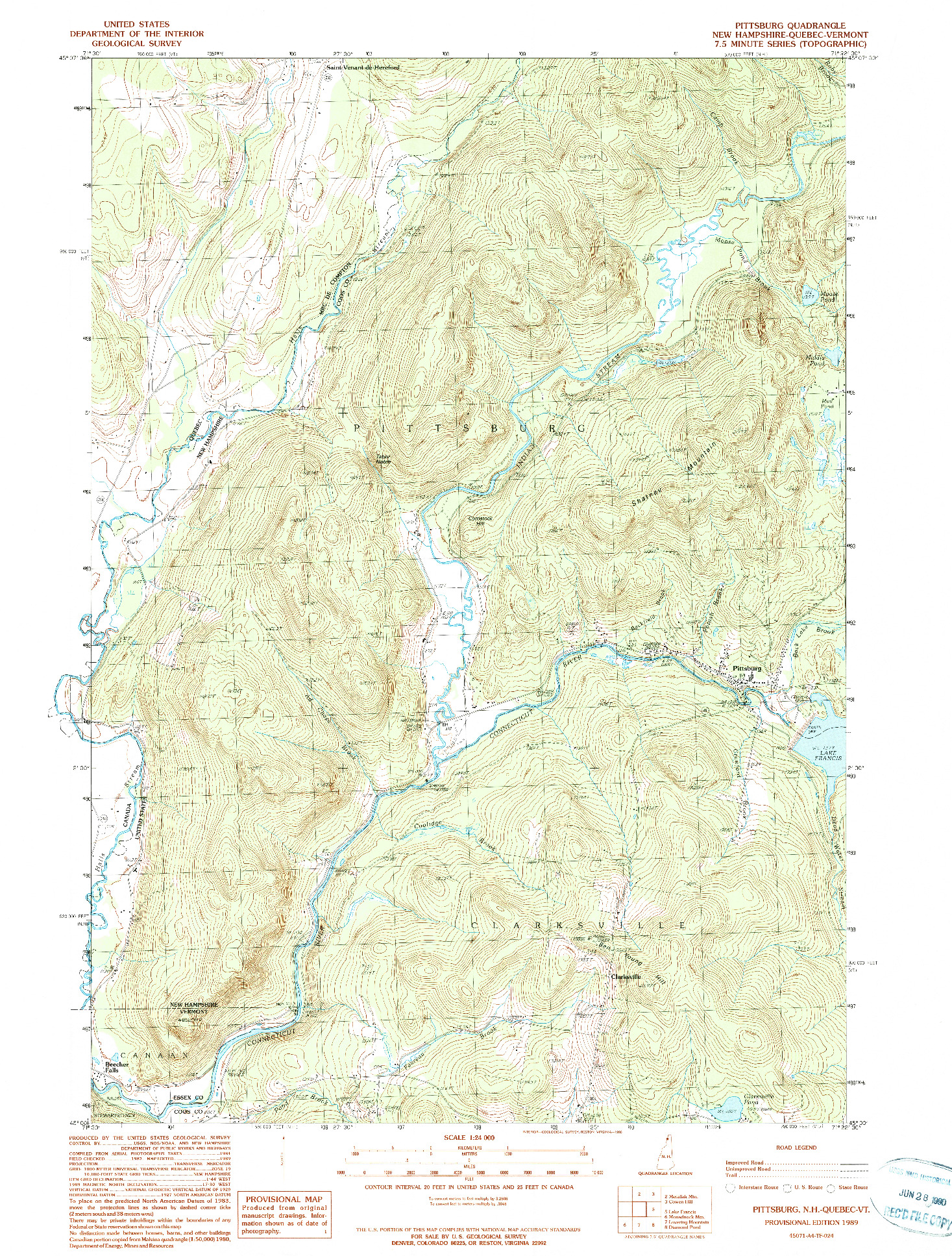 USGS 1:24000-SCALE QUADRANGLE FOR PITTSBURG, NH 1989