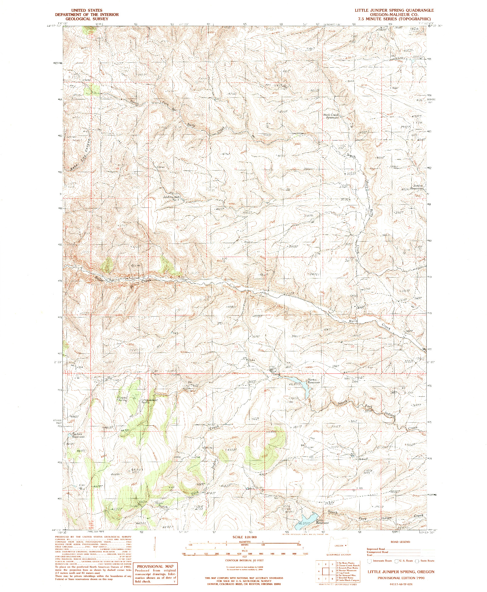 USGS 1:24000-SCALE QUADRANGLE FOR LITTLE JUNIPER SPRING, OR 1990