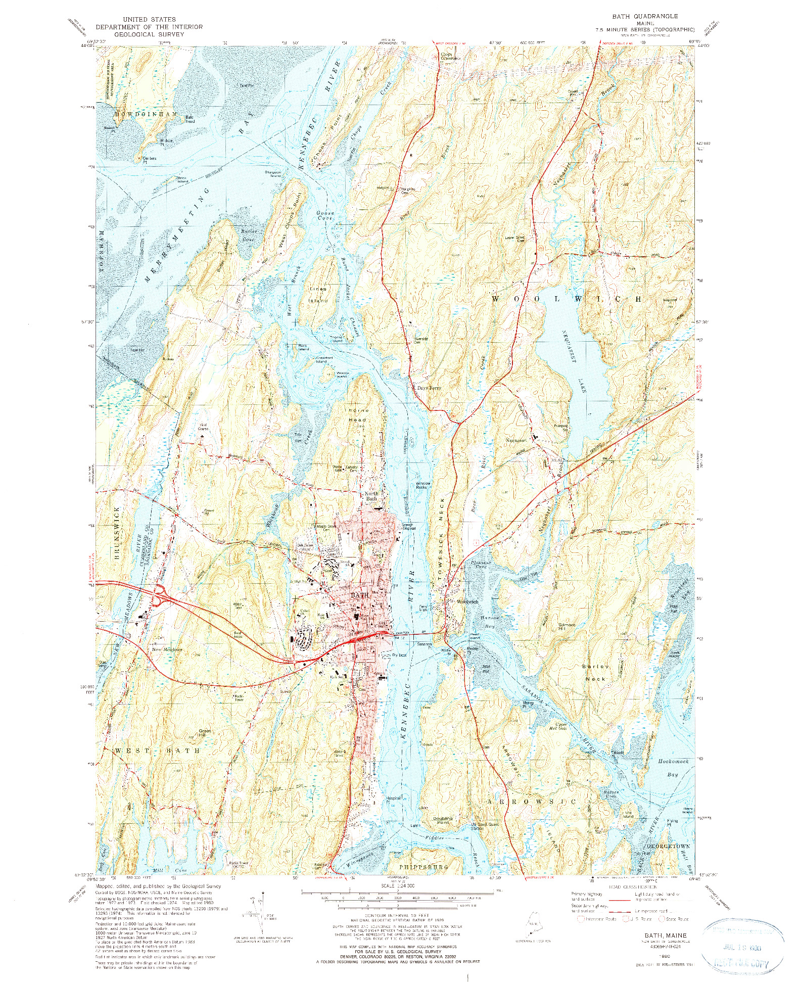 USGS 1:24000-SCALE QUADRANGLE FOR BATH, ME 1980